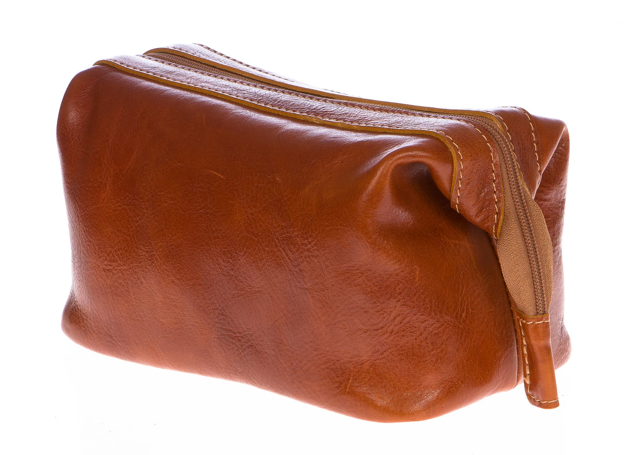 Borsa beauty uomo / donna in vera pelle CHIAROSCURO mod. ENDY colore MIELE Made in Italy