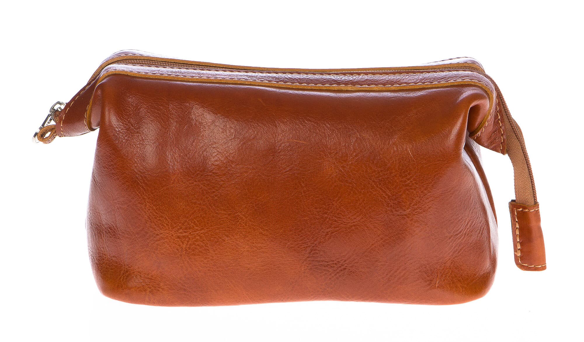 Borsa beauty uomo / donna in vera pelle CHIAROSCURO mod. ENDY colore MIELE Made in Italy