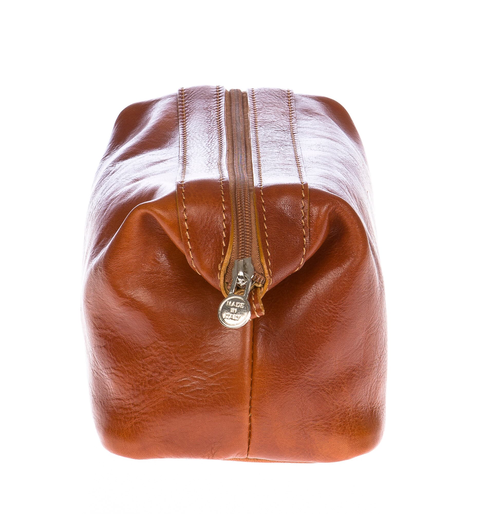 Borsa beauty uomo / donna in vera pelle CHIAROSCURO mod. ENDY colore MIELE Made in Italy
