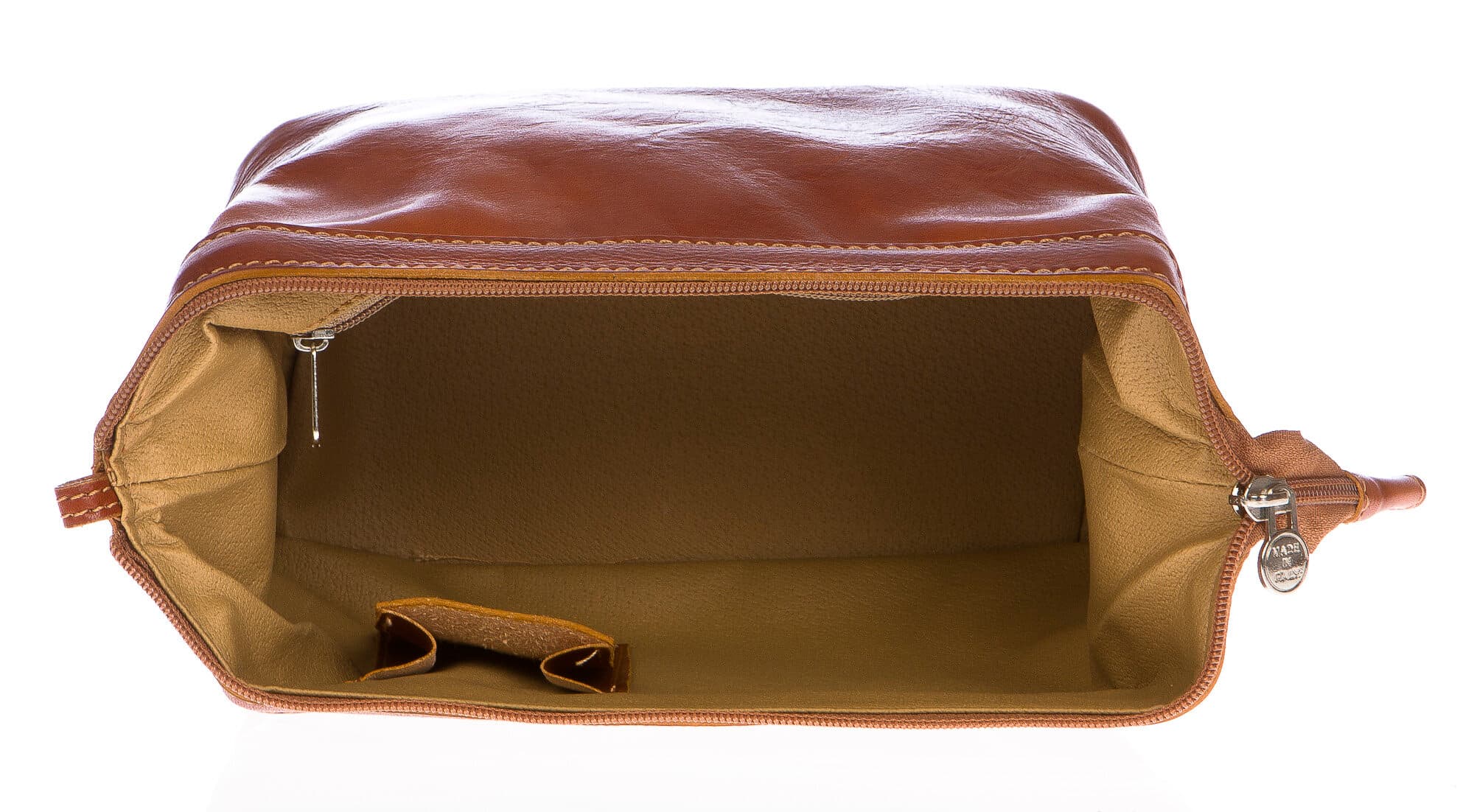 Borsa beauty uomo / donna in vera pelle CHIAROSCURO mod. ENDY colore MIELE Made in Italy
