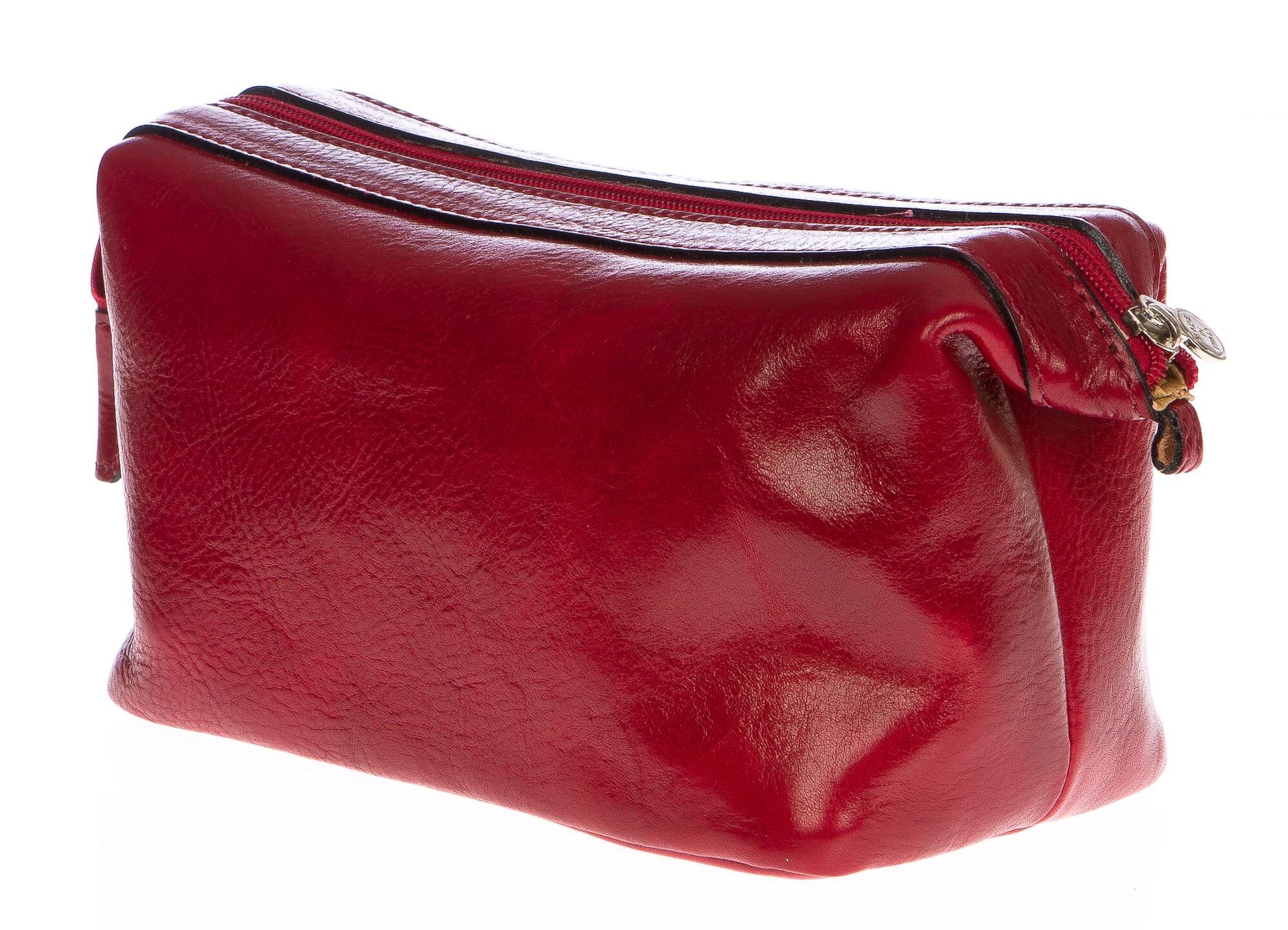 Borsa beauty uomo / donna in vera pelle CHIAROSCURO mod. ENDY colore ROSSO Made in Italy