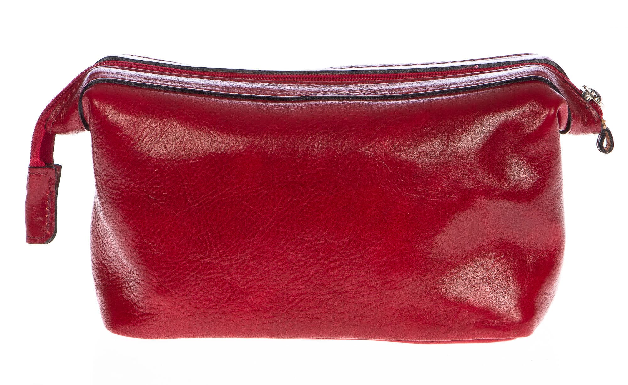 Borsa beauty uomo / donna in vera pelle CHIAROSCURO mod. ENDY colore ROSSO Made in Italy