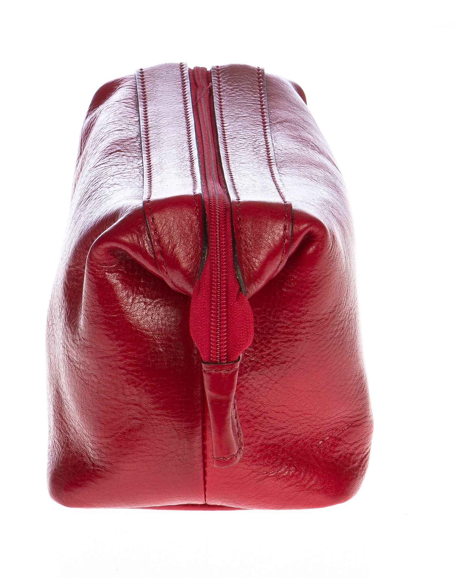 Borsa beauty uomo / donna in vera pelle CHIAROSCURO mod. ENDY colore ROSSO Made in Italy