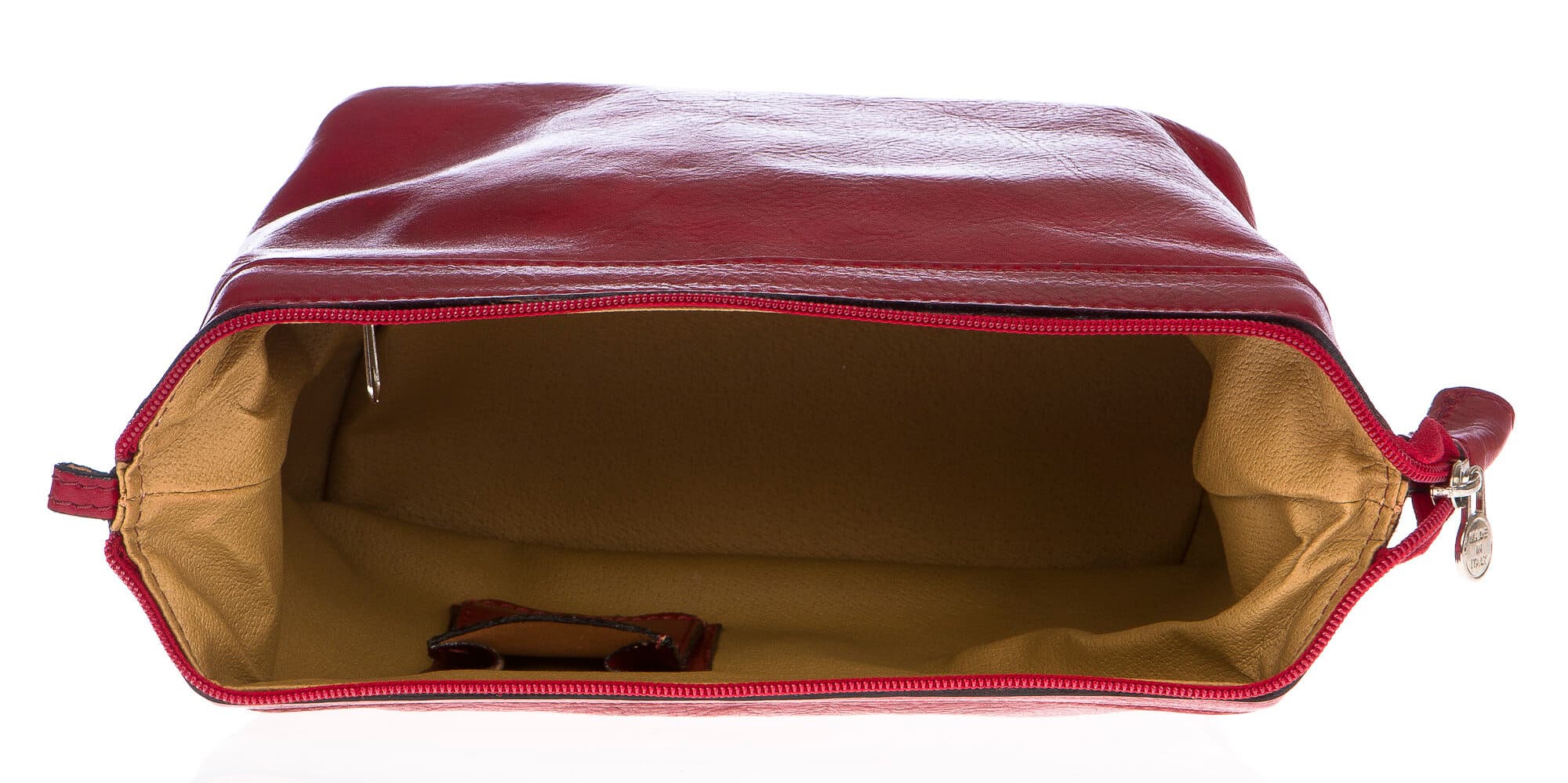 Borsa beauty uomo / donna in vera pelle CHIAROSCURO mod. ENDY colore ROSSO Made in Italy