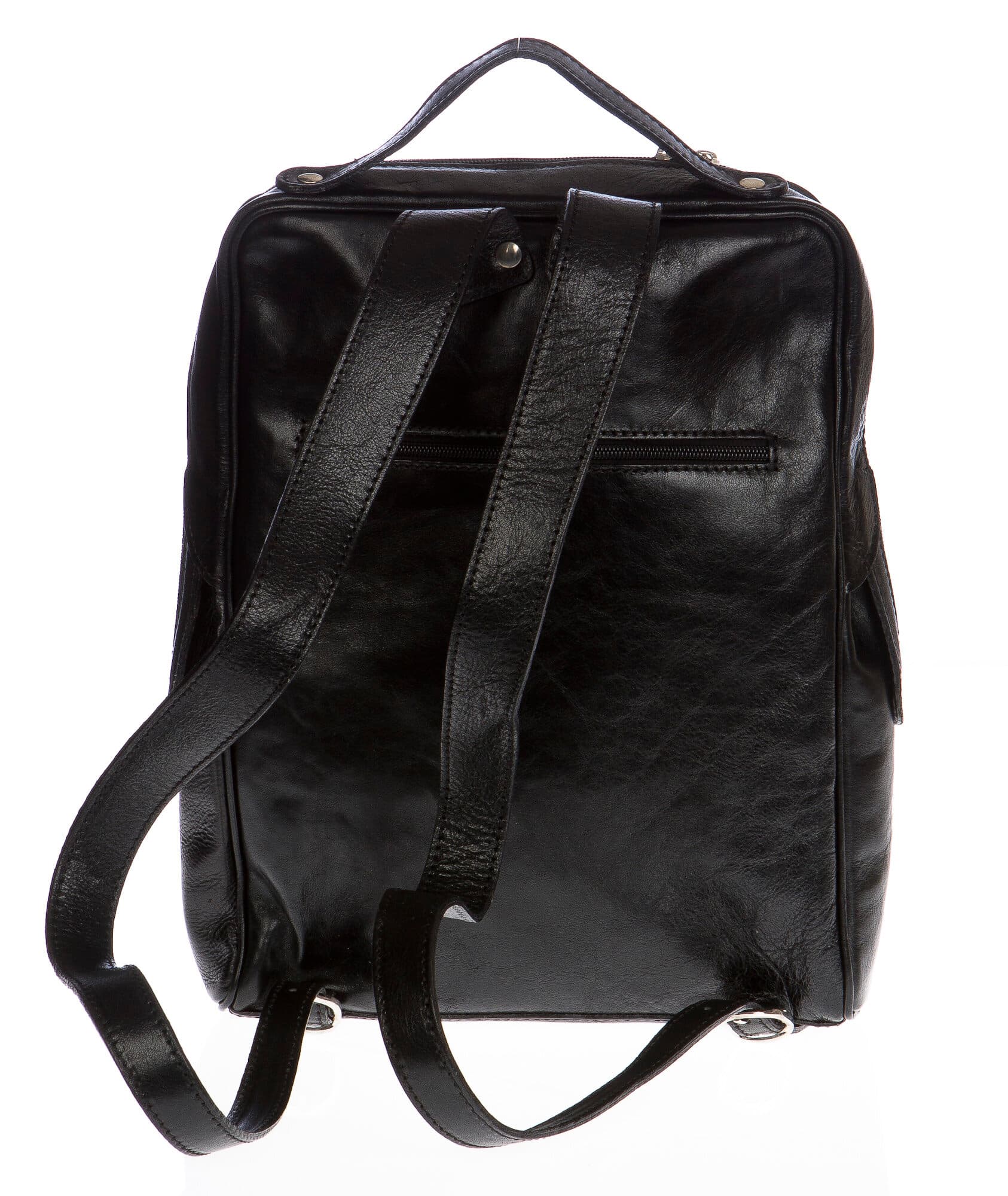 Borsa zaino in vera pelle CHIAROSCURO mod. MONTE BIANCO colore NERO Made in Italy.