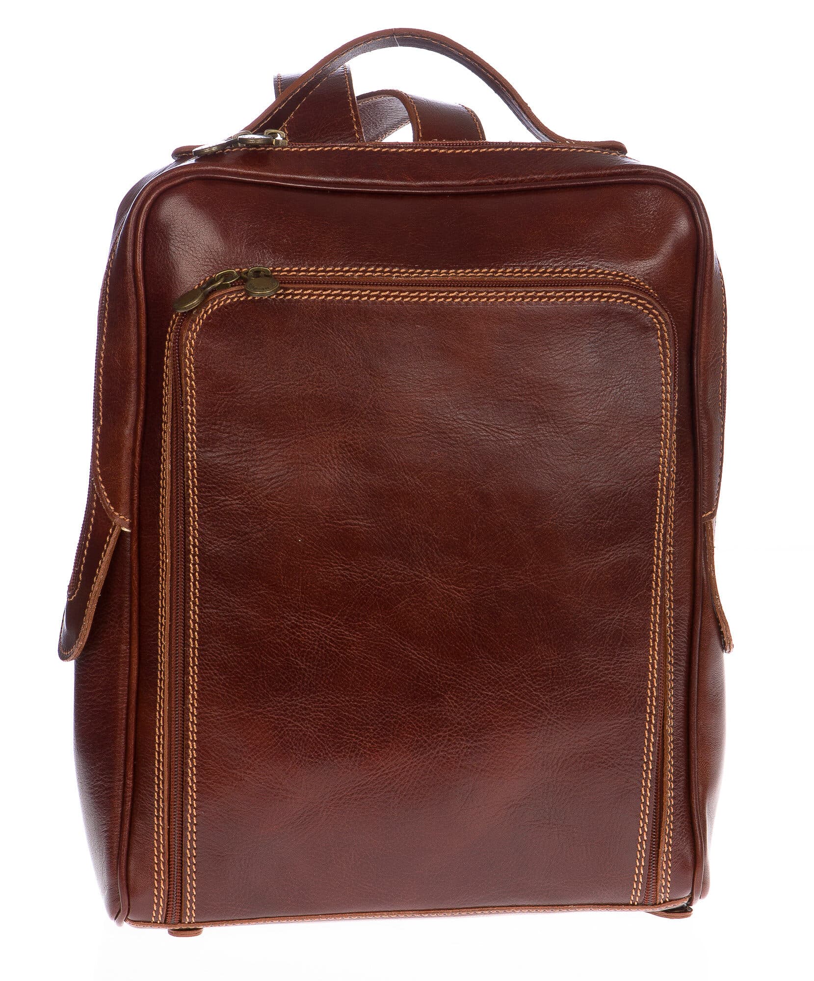 Borsa zaino in vera pelle CHIAROSCURO mod. MONTE BIANCO colore MARRONE Made in Italy.