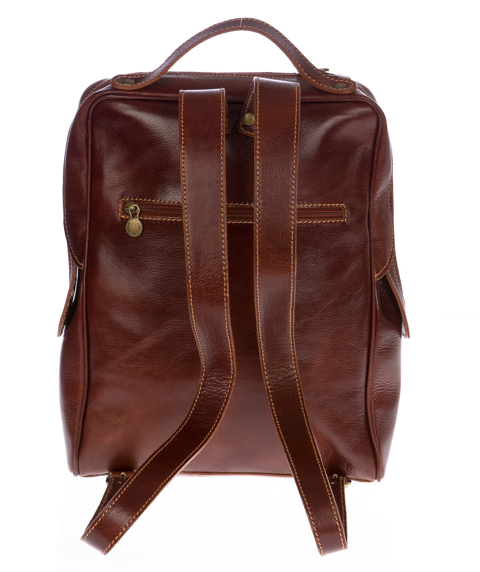 Borsa zaino in vera pelle CHIAROSCURO mod. MONTE BIANCO colore MARRONE Made in Italy.