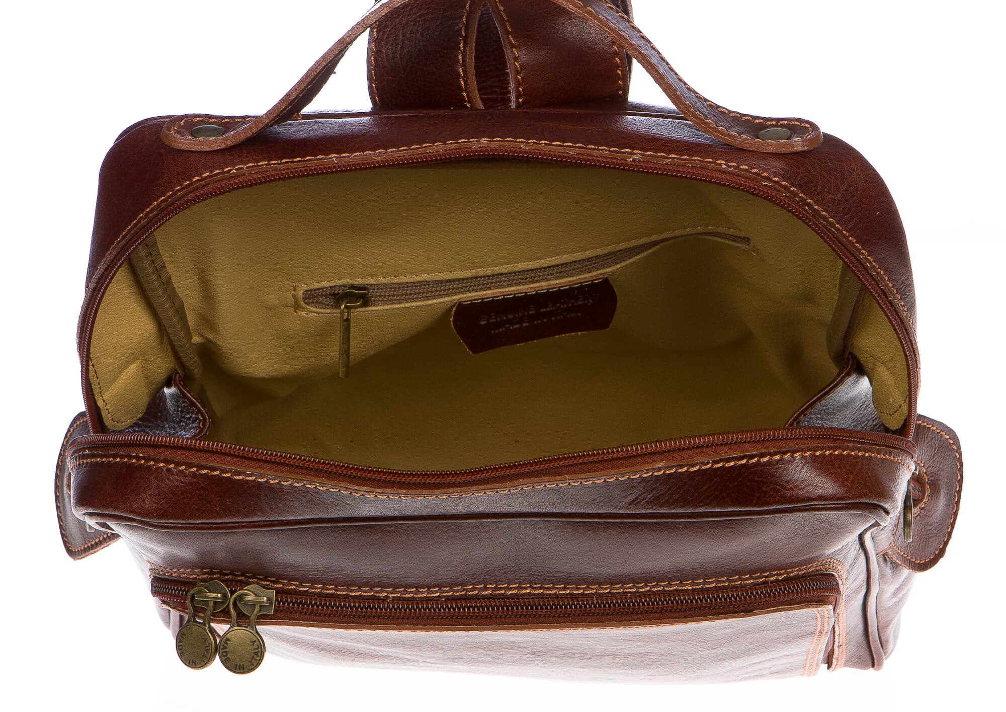 Borsa zaino in vera pelle CHIAROSCURO mod. MONTE BIANCO colore MARRONE Made in Italy.