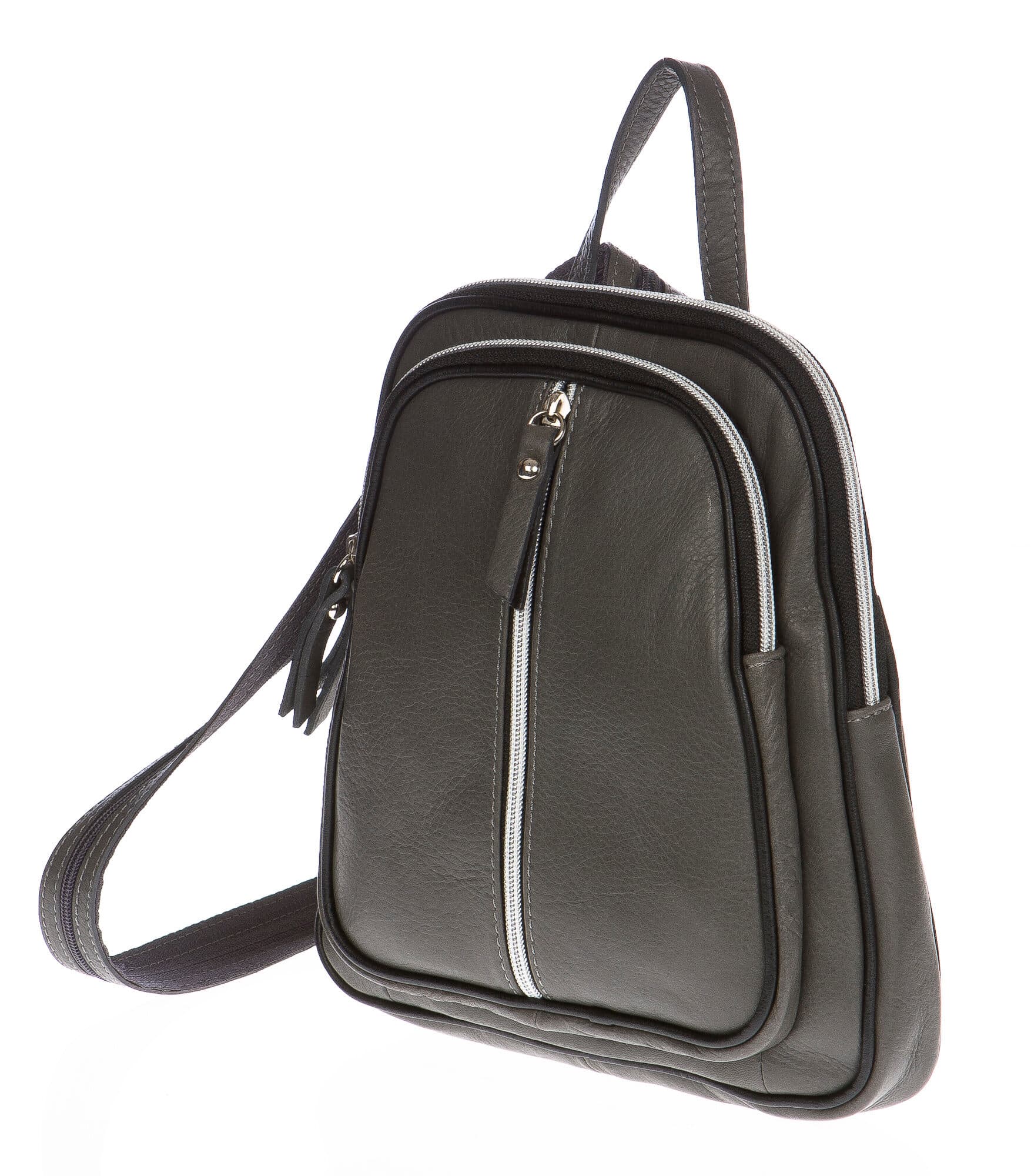Borsa zaino donna in vera pelle CHIARO SCURO mod. SINAI colore GRIGIO Made in Italy.
