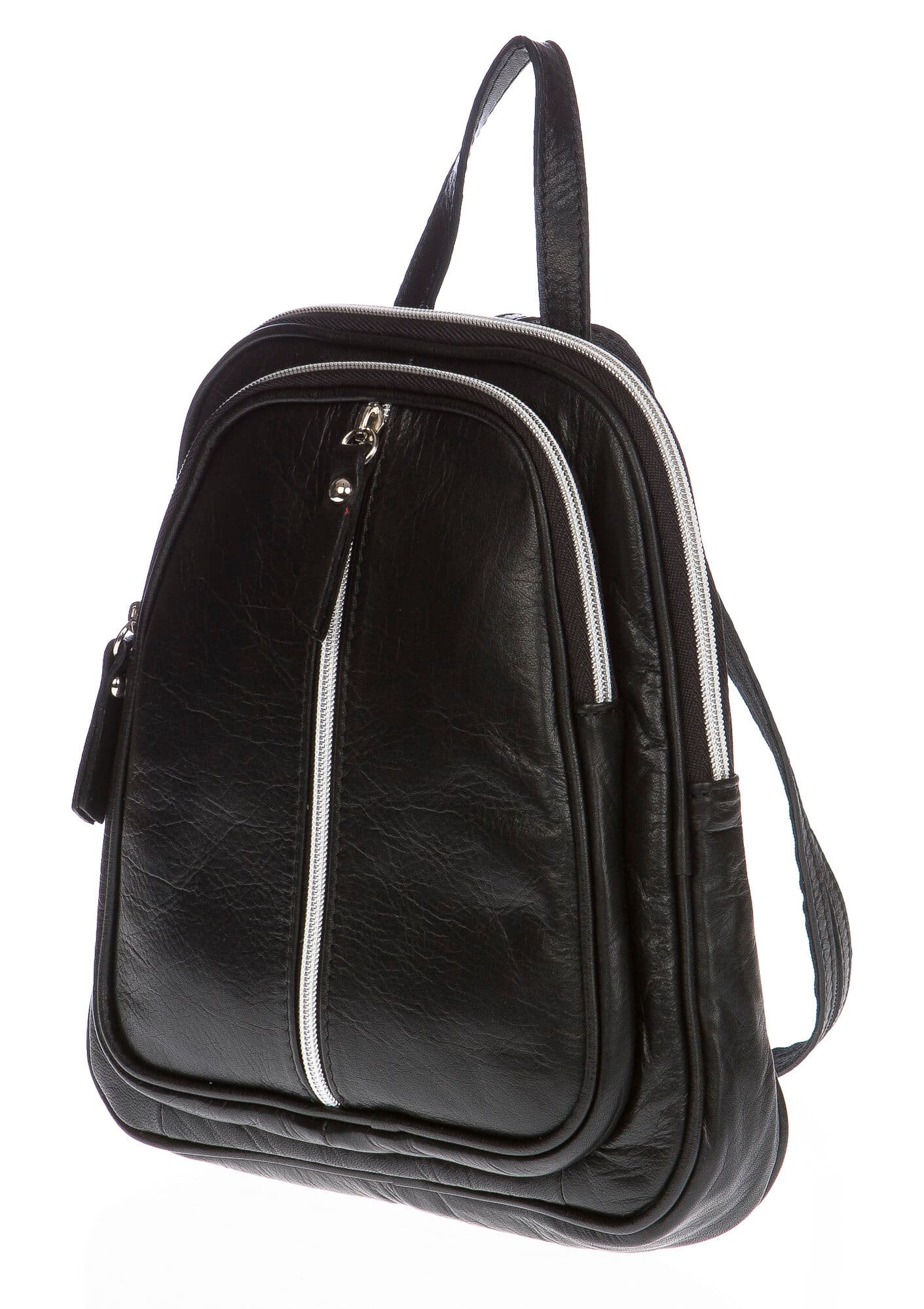 Borsa zaino donna in vera pelle CHIARO SCURO mod. SINAI colore NERO Made in Italy.