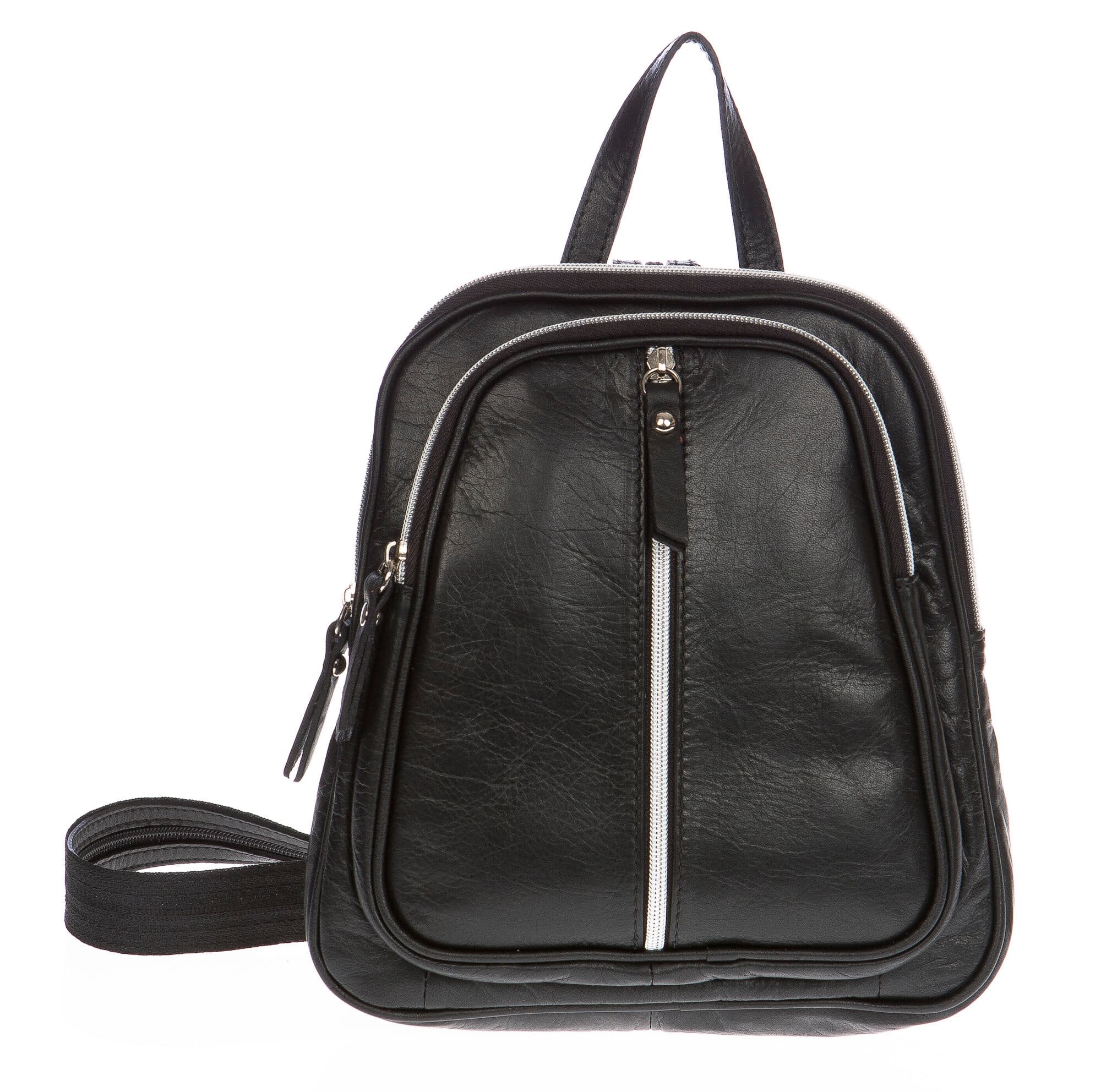 Borsa zaino donna in vera pelle CHIARO SCURO mod. SINAI colore NERO Made in Italy.