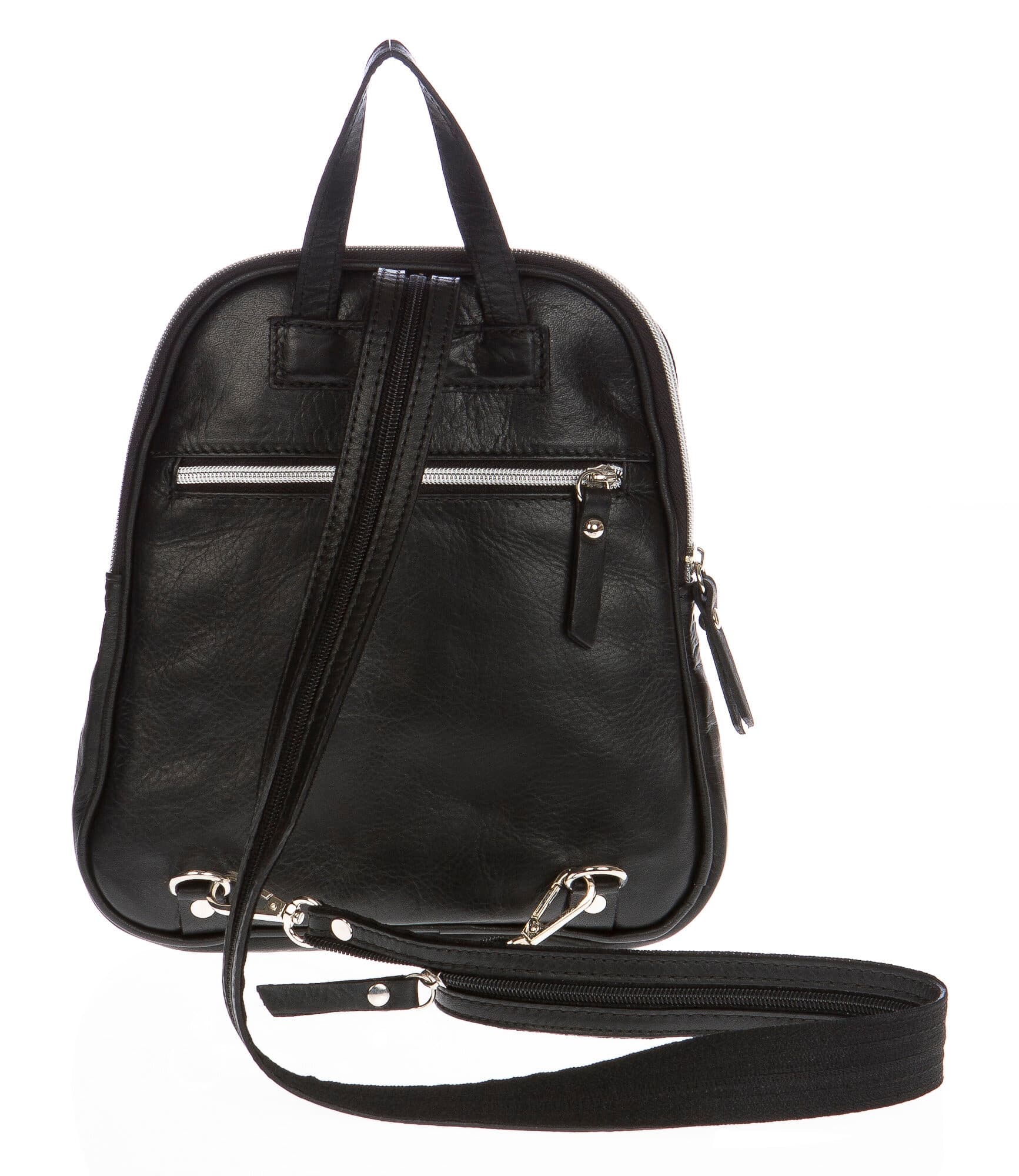 Borsa zaino donna in vera pelle CHIARO SCURO mod. SINAI colore NERO Made in Italy.