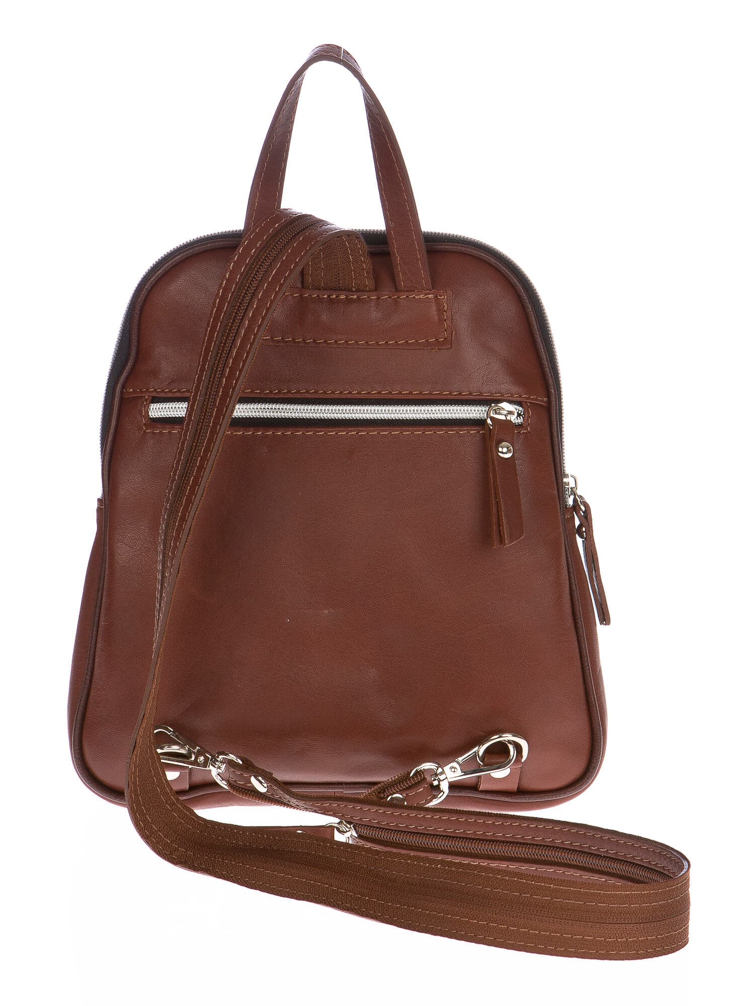 Borsa zaino donna in vera pelle CHIARO SCURO mod. SINAI colore MARRONE Made in Italy.