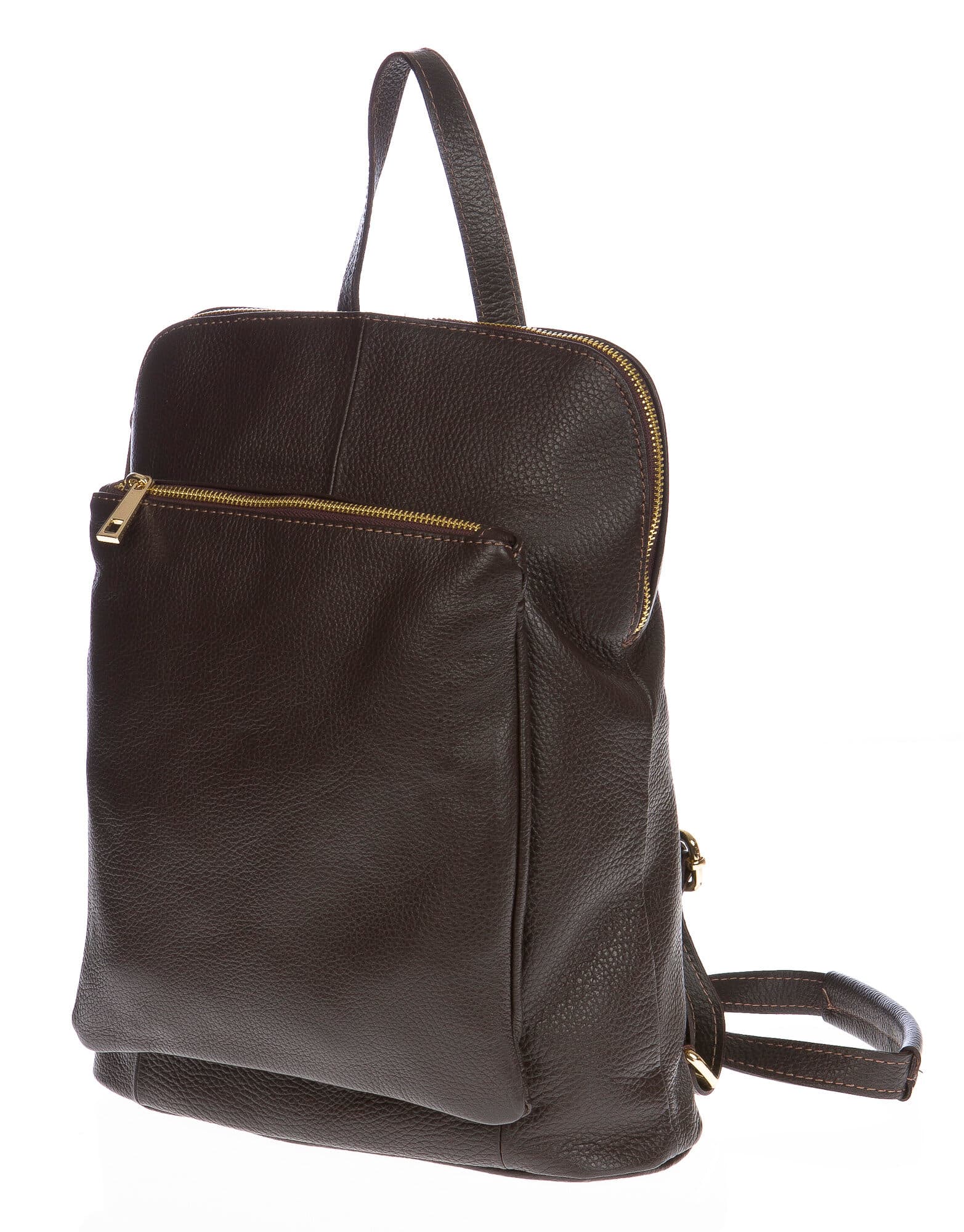 Borsa zaino donna in vera pelle CHIAROSCURO mod. MONVISO colore TESTA DI MORO Made in Italy.