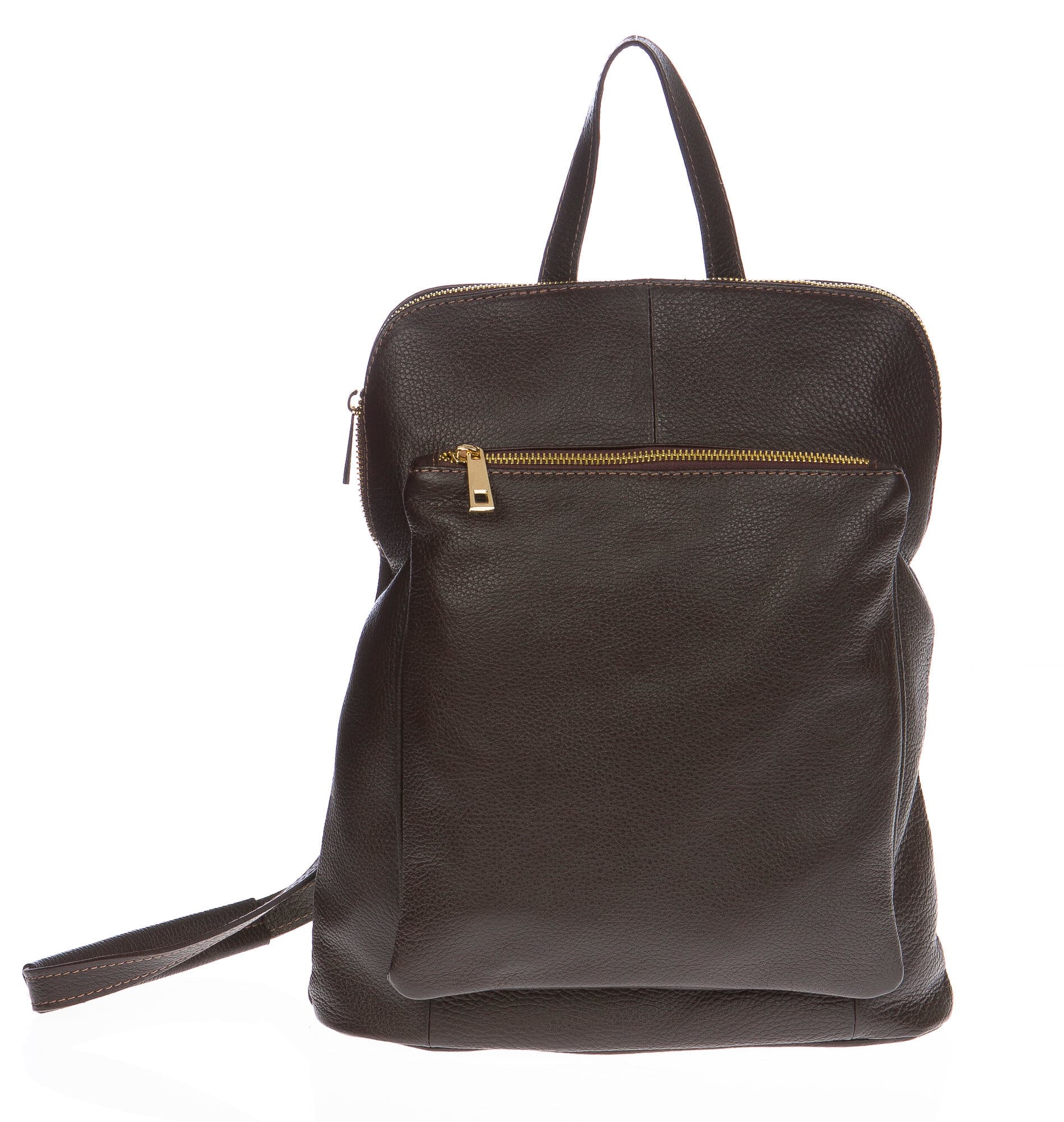 Borsa zaino donna in vera pelle CHIAROSCURO mod. MONVISO colore TESTA DI MORO Made in Italy.