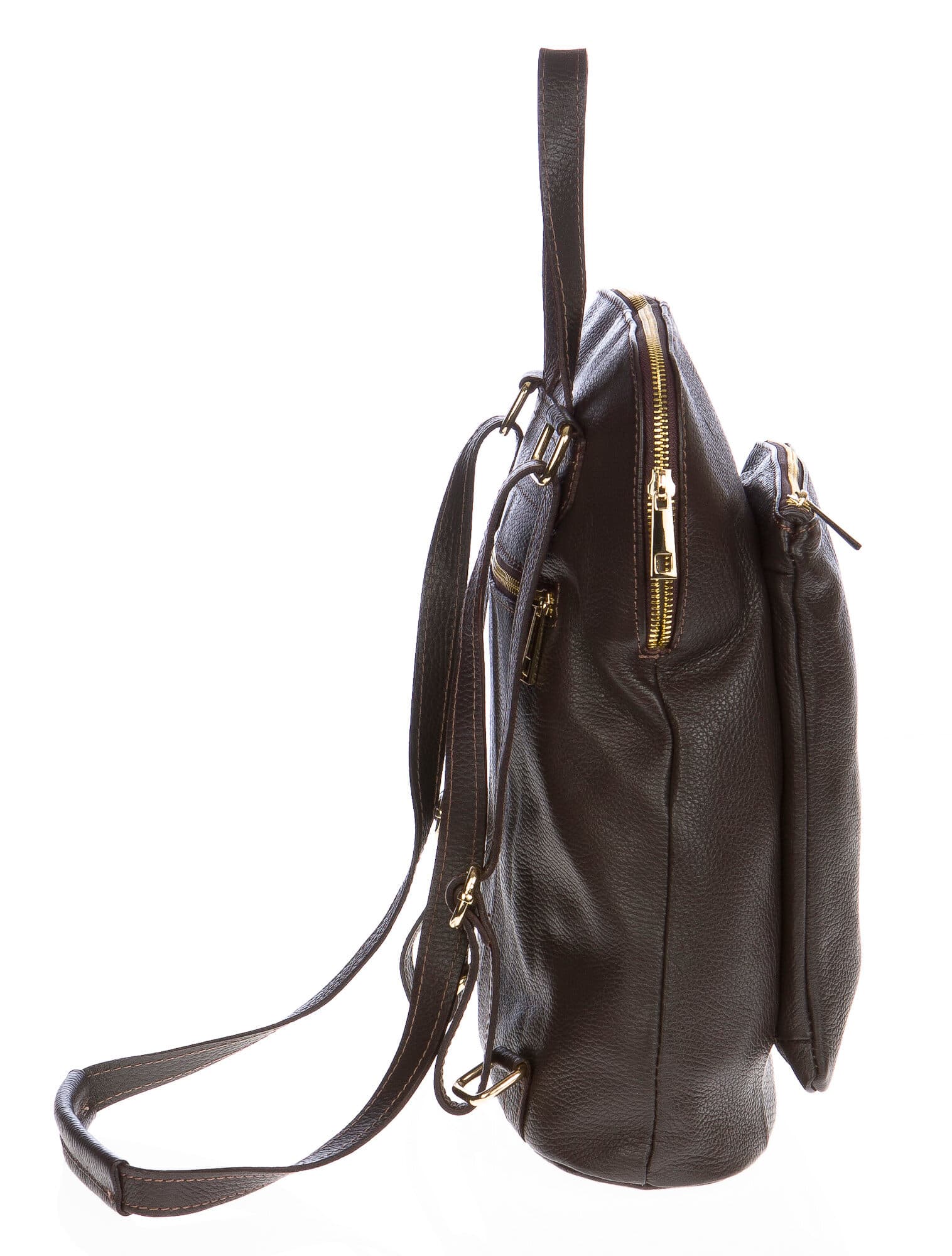 Borsa zaino donna in vera pelle CHIAROSCURO mod. MONVISO colore TESTA DI MORO Made in Italy.