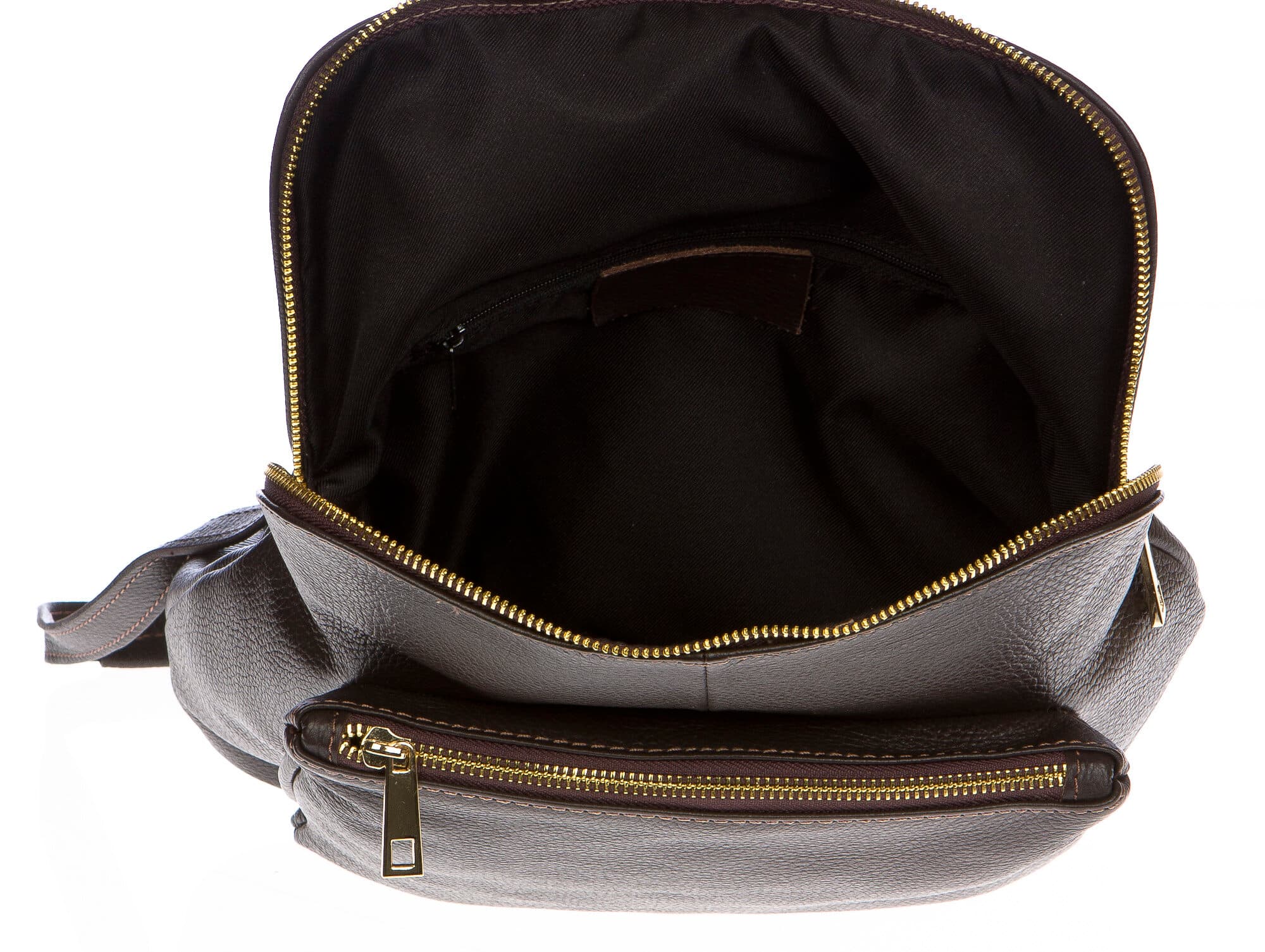 Borsa zaino donna in vera pelle CHIAROSCURO mod. MONVISO colore TESTA DI MORO Made in Italy.