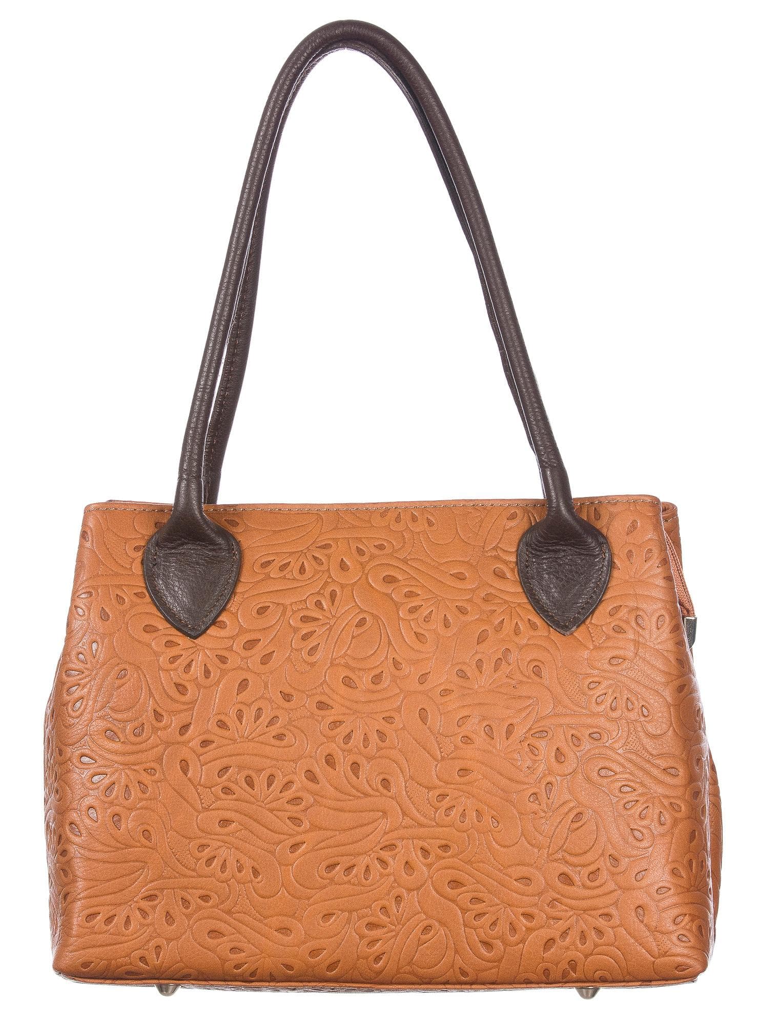 Borsa donna in vera pelle CHIAROSCURO mod. ENRICA colore MIELE TESTA DI MORO Made in Italy