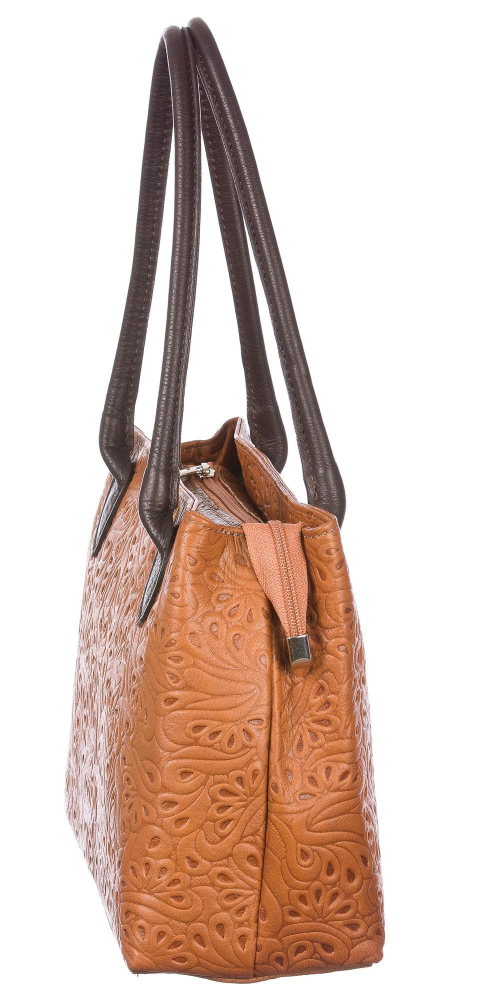 Borsa donna in vera pelle CHIAROSCURO mod. ENRICA colore MIELE TESTA DI MORO Made in Italy