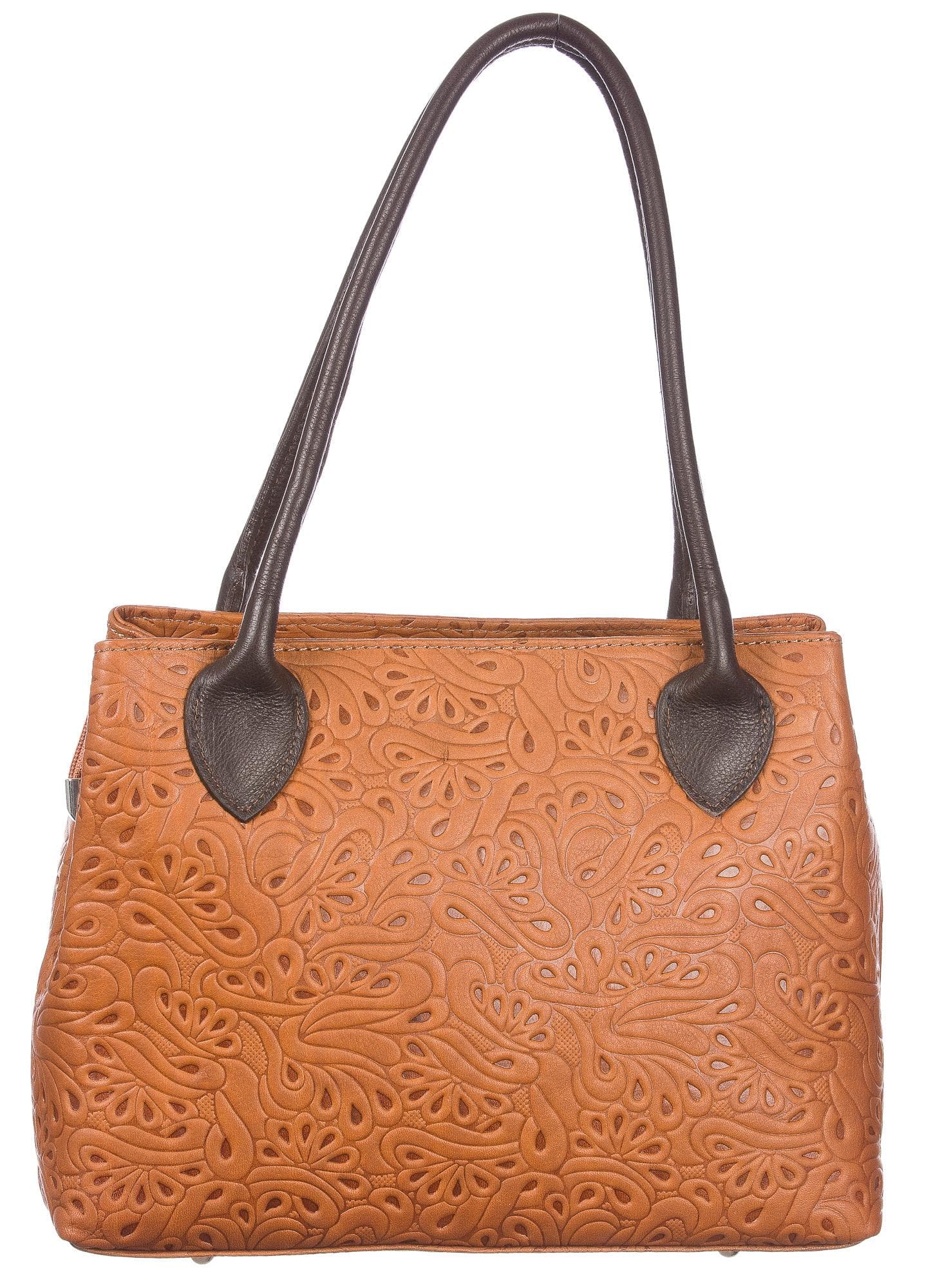 Borsa donna in vera pelle CHIAROSCURO mod. ENRICA colore MIELE TESTA DI MORO Made in Italy