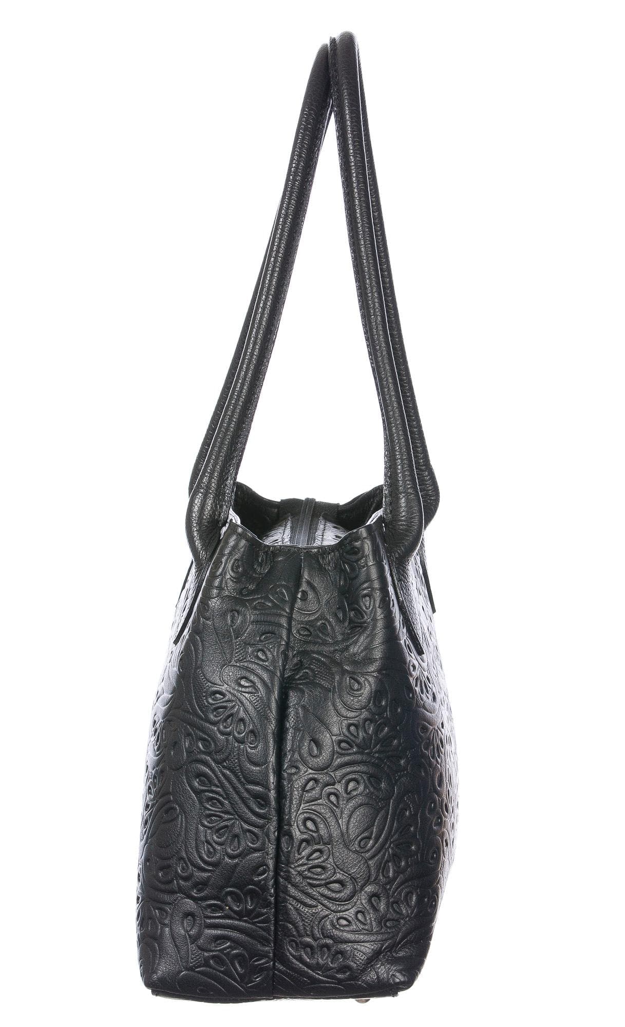 Borsa donna in vera pelle CHIAROSCURO mod. ENRICA colore NERO Made in Italy