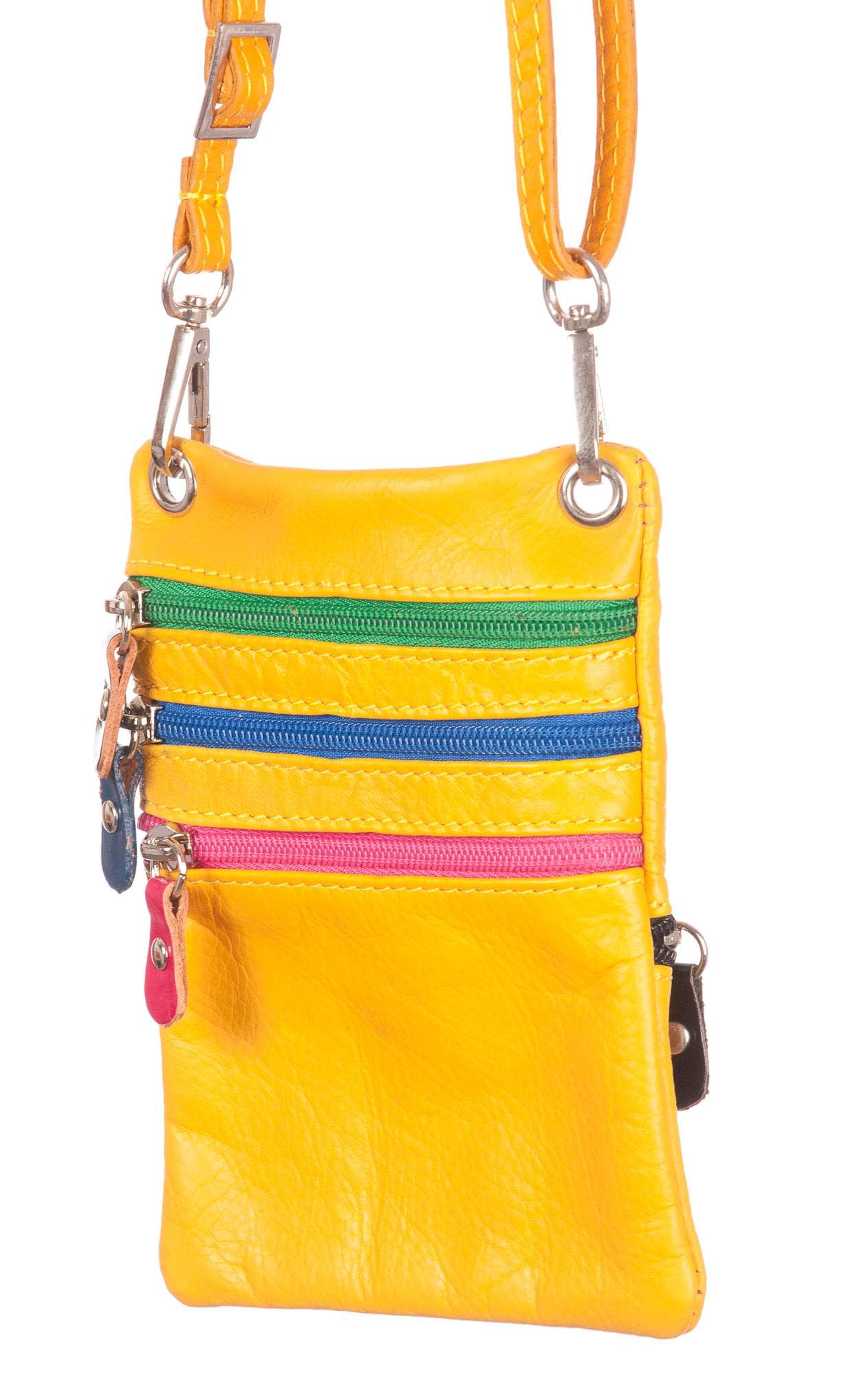 Borsa uomo / donna in vera pelle CHIAROSCURO mod. STEFANIA colore GIALLO Made in Italy