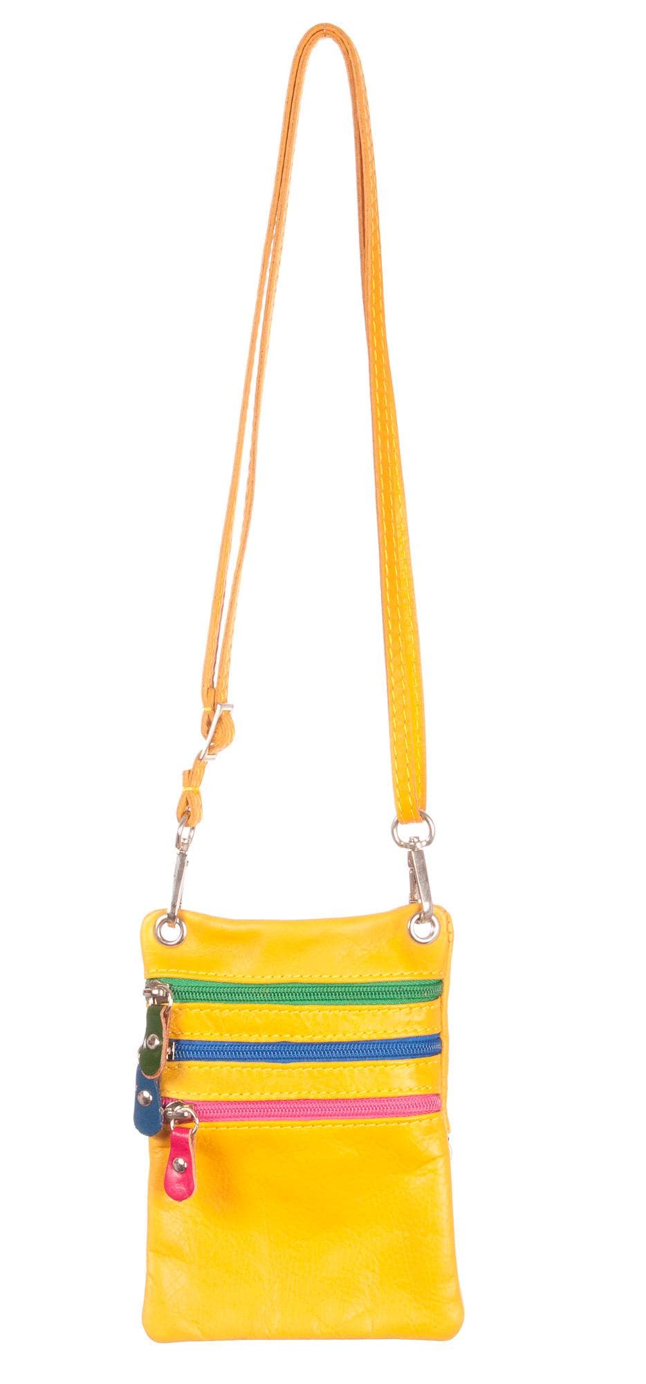 Borsa uomo / donna in vera pelle CHIAROSCURO mod. STEFANIA colore GIALLO Made in Italy