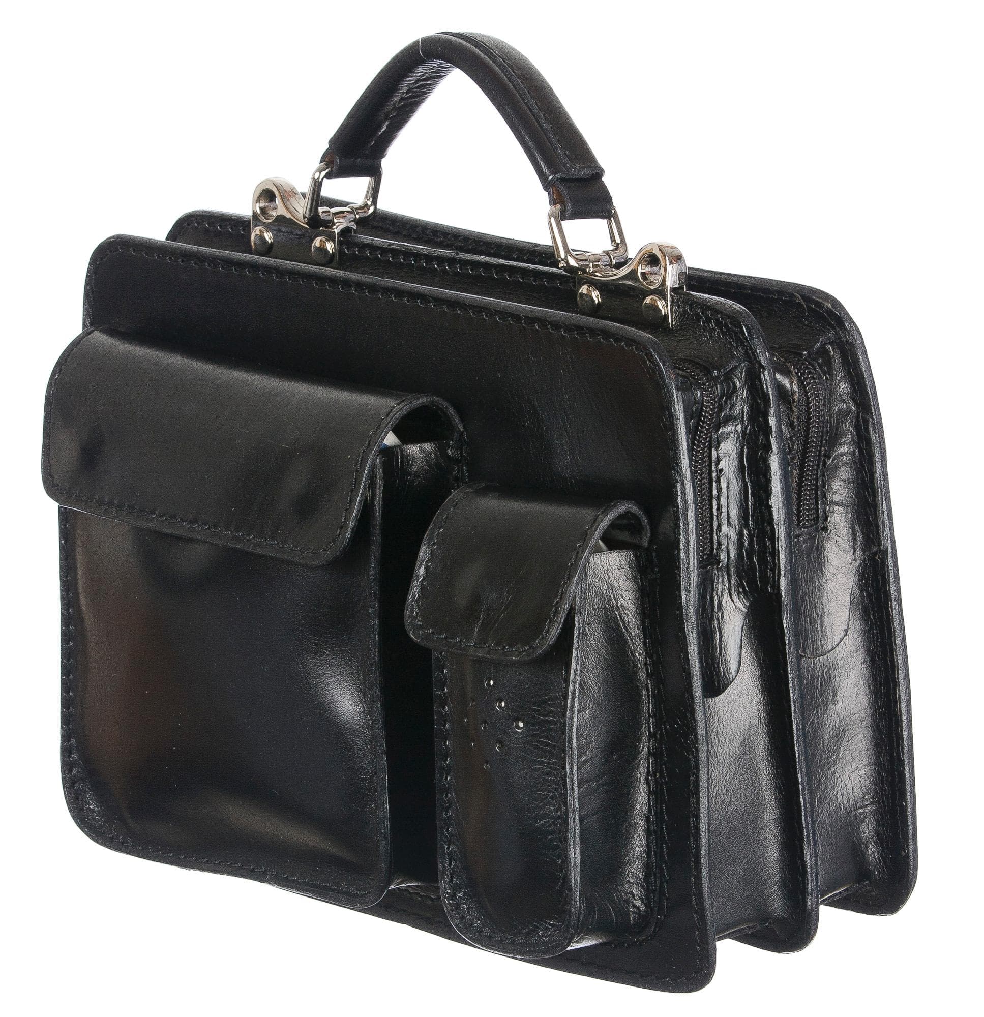 Borsa in vera pelle CHIAROSCURO mod. ALEX small colore NERO Made in Italy.