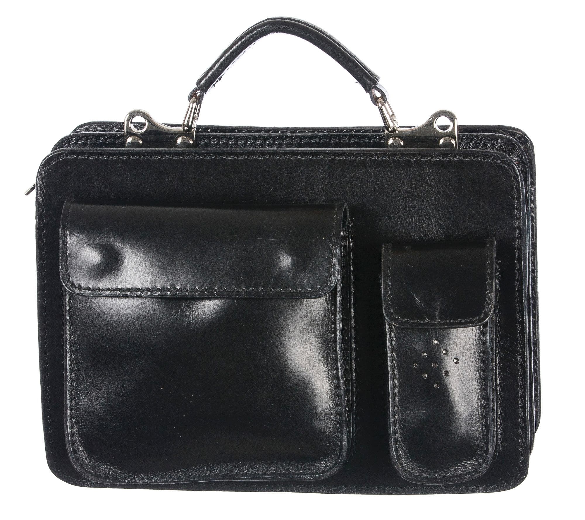 Borsa in vera pelle CHIAROSCURO mod. ALEX small colore NERO Made in Italy.