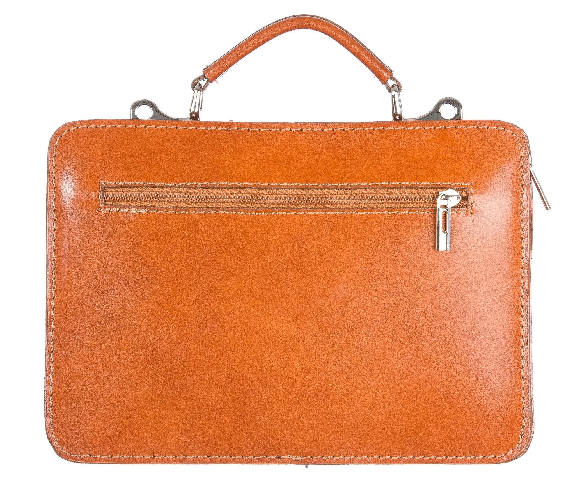 Borsa in vera pelle CHIAROSCURO mod. ALEX small colore MIELE Made in Italy.
