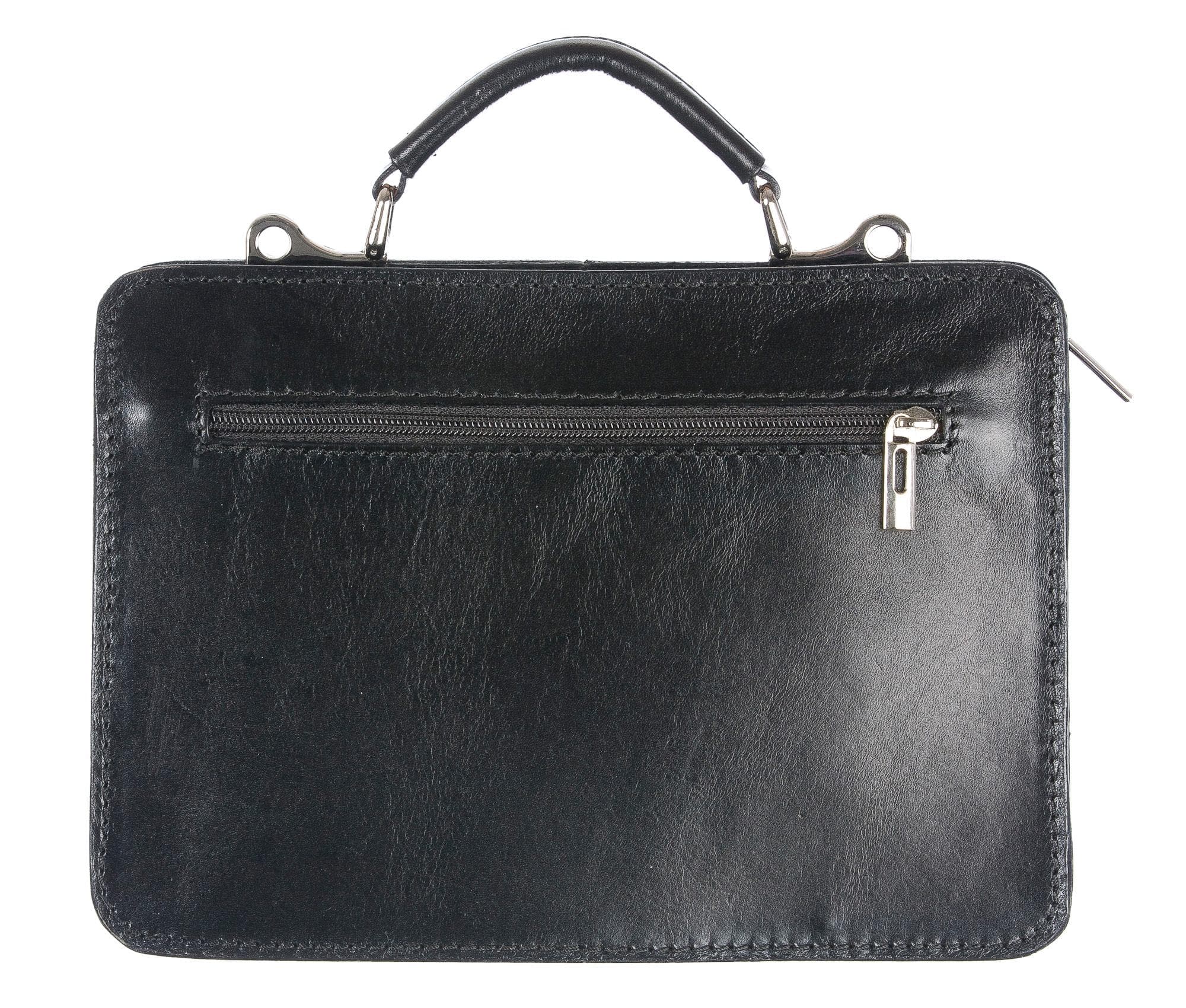 Borsa in vera pelle CHIAROSCURO mod. ALEX small colore NERO Made in Italy.