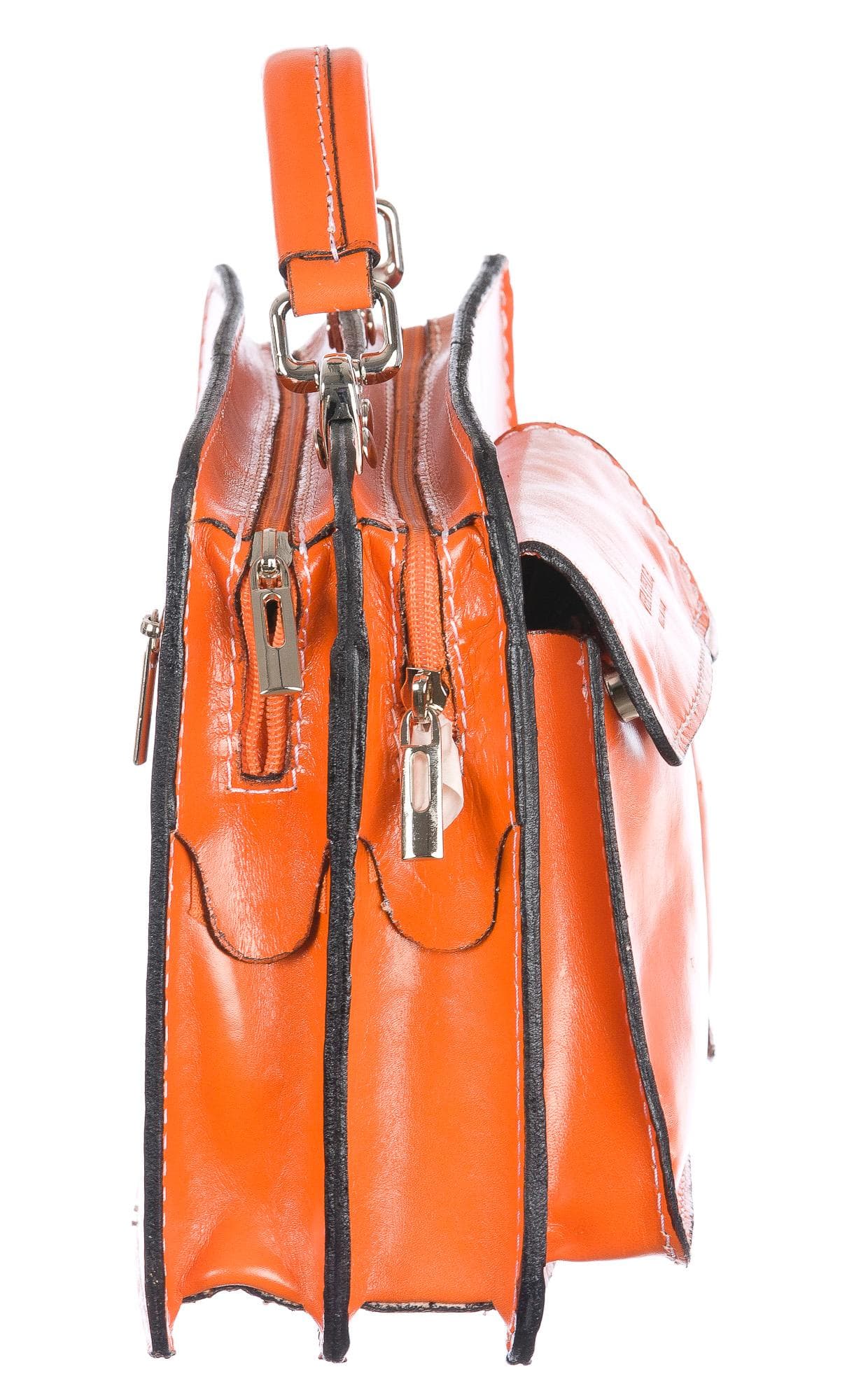 Borsa in vera pelle CHIAROSCURO mod. ALEX small colore ARANCIO Made in Italy.