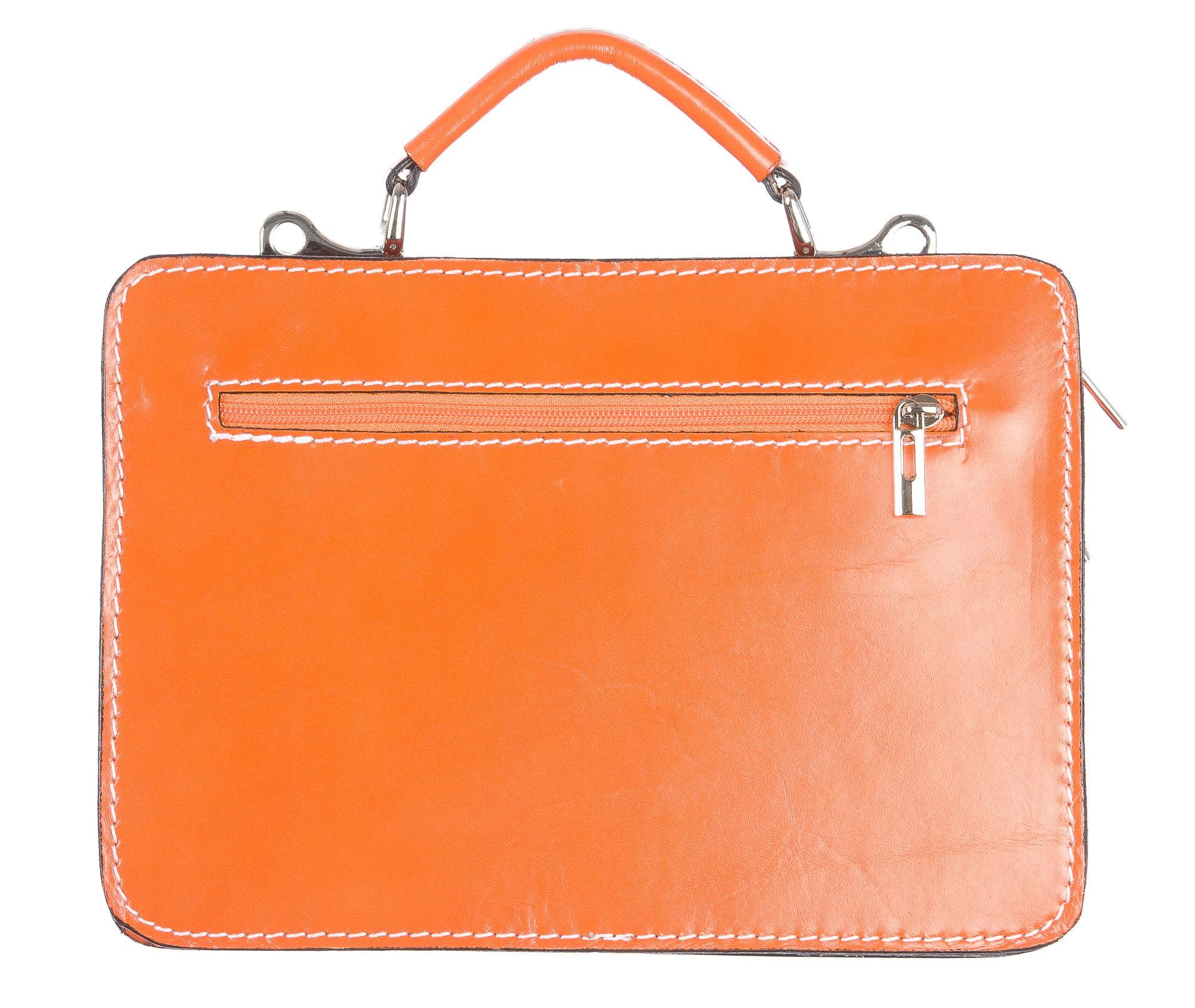 Borsa in vera pelle CHIAROSCURO mod. ALEX small colore ARANCIO Made in Italy.
