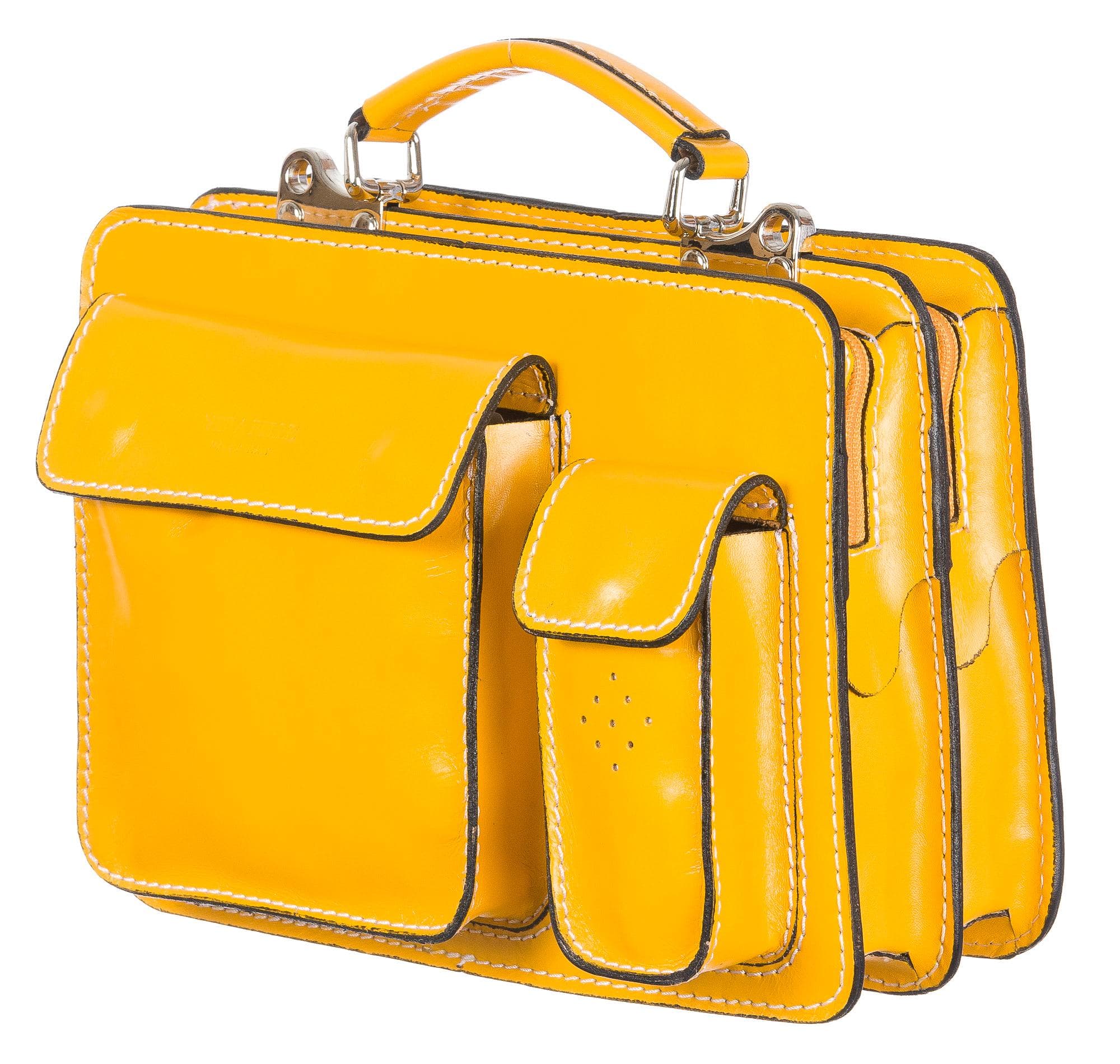 Borsa in vera pelle CHIAROSCURO mod. ALEX small colore GIALLO Made in Italy