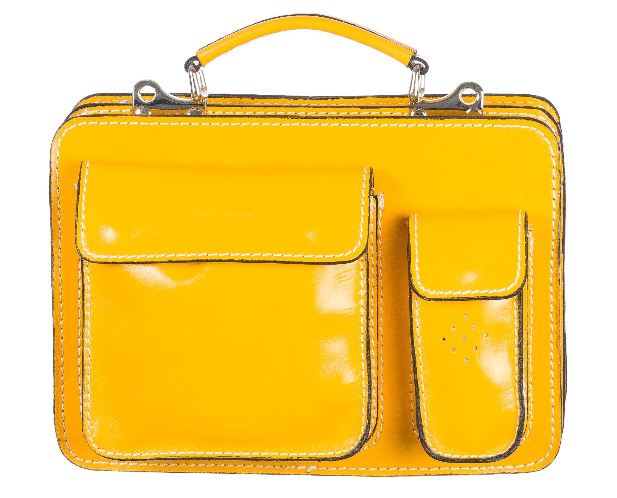 Borsa in vera pelle CHIAROSCURO mod. ALEX small colore GIALLO Made in Italy