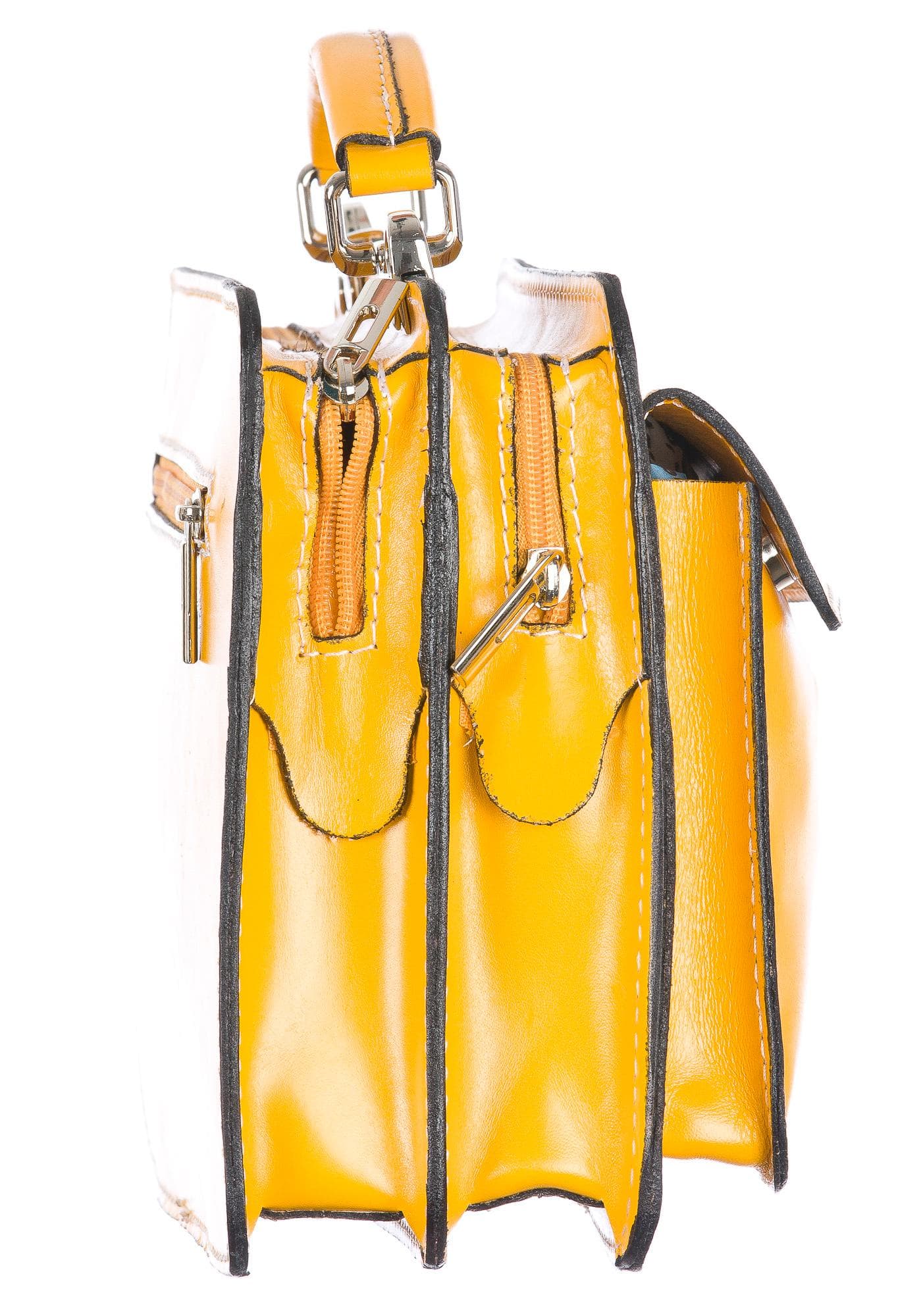 Borsa in vera pelle CHIAROSCURO mod. ALEX small colore GIALLO Made in Italy