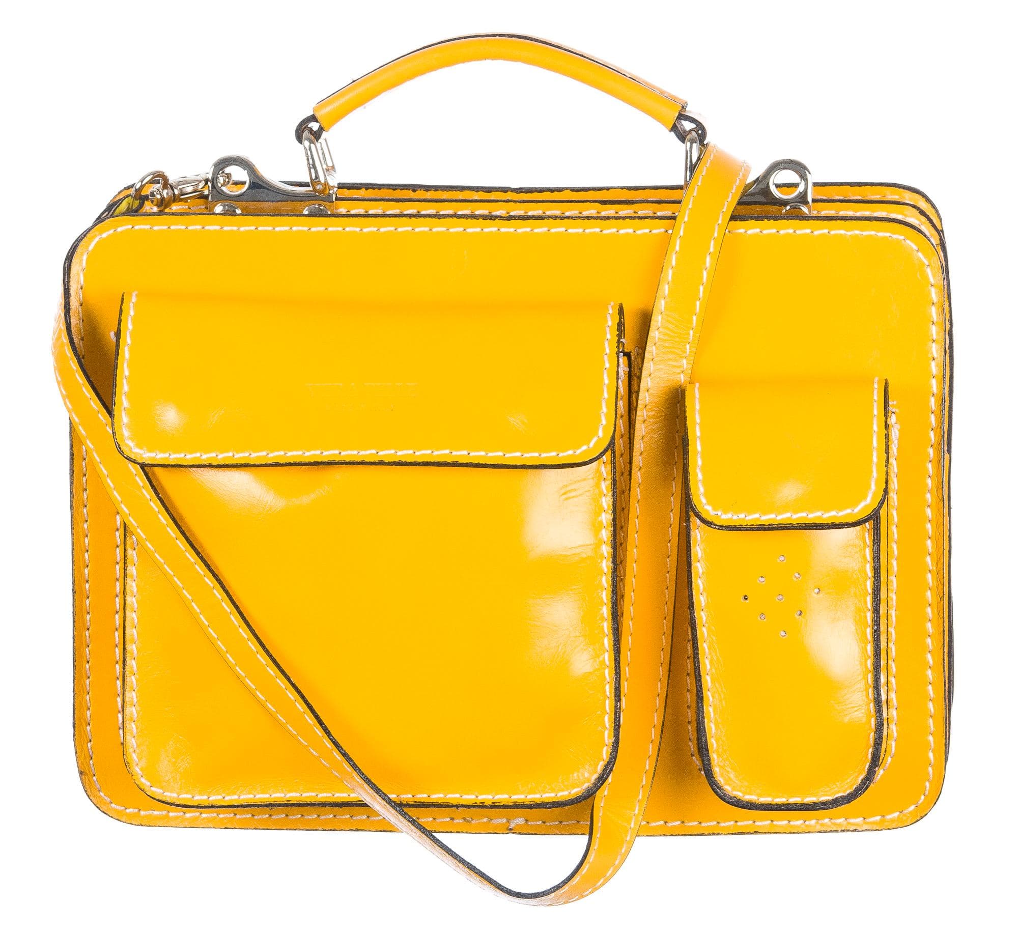 Borsa in vera pelle CHIAROSCURO mod. ALEX small colore GIALLO Made in Italy