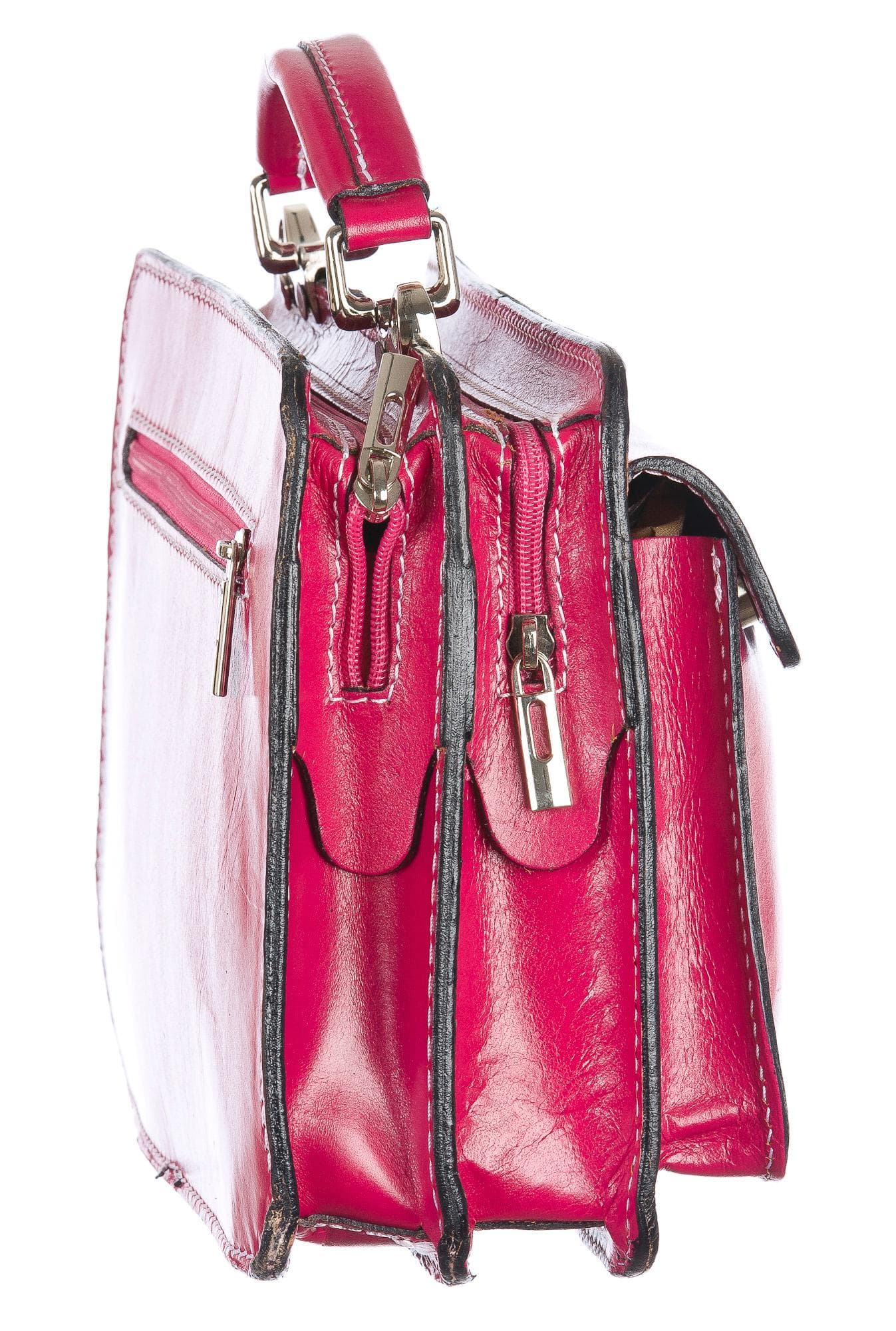 Borsa in vera pelle CHIAROSCURO mod. ALEX small colore FUCSIA Made in Italy