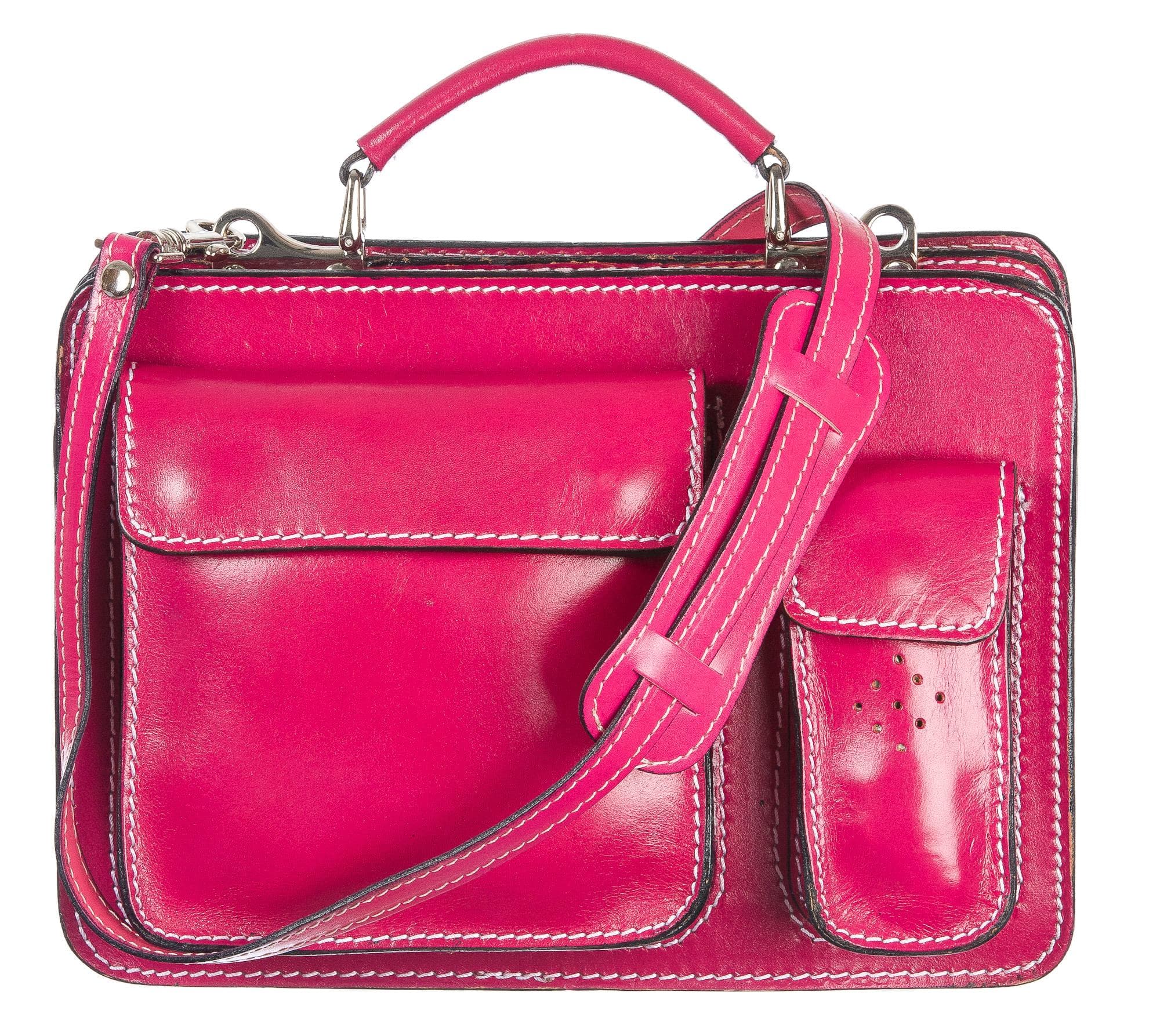 Borsa in vera pelle CHIAROSCURO mod. ALEX small colore FUCSIA Made in Italy