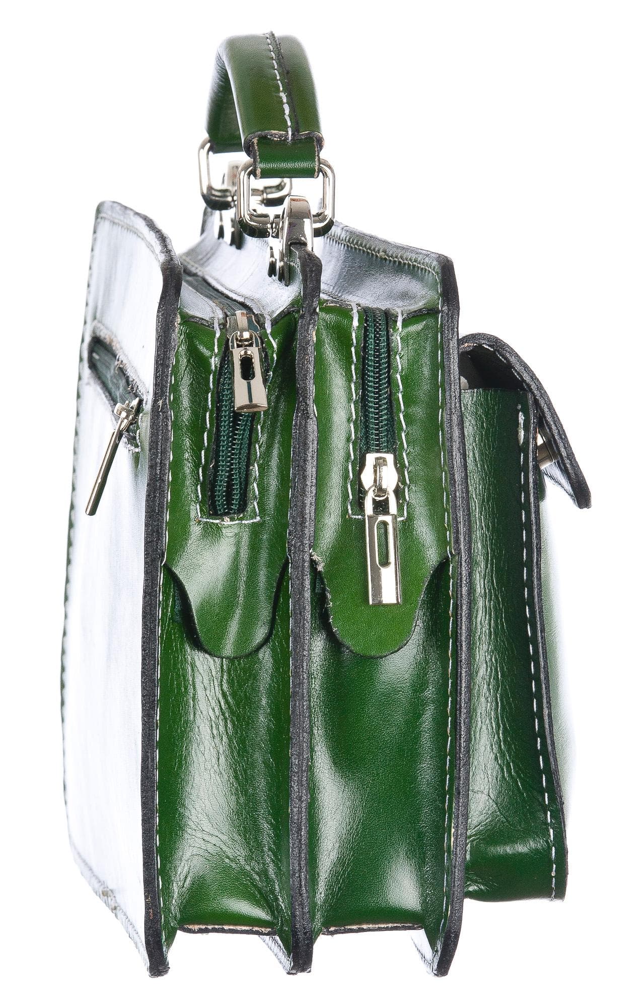 Borsa in vera pelle CHIAROSCURO mod. ALEX small colore VERDE Made in Italy.
