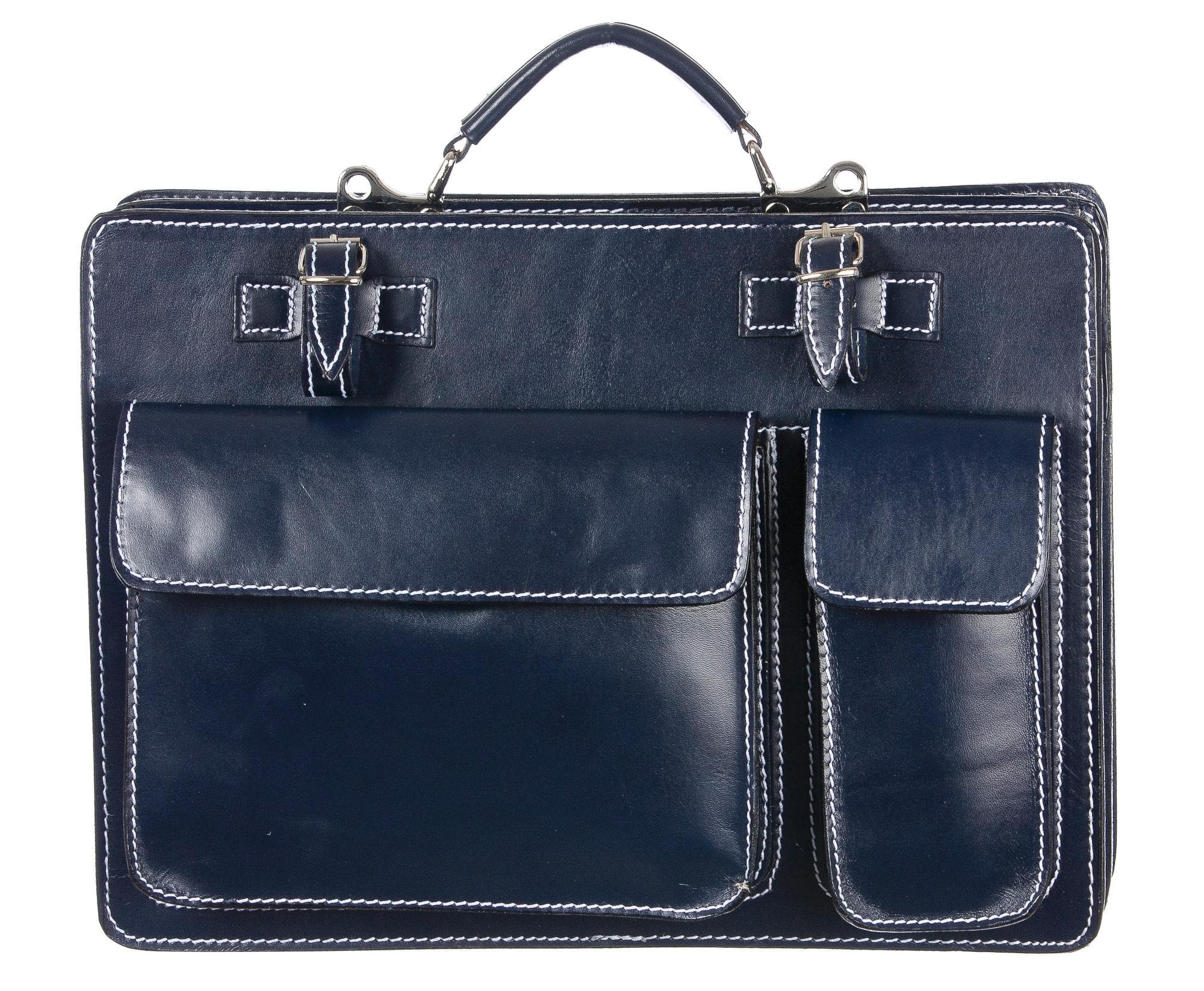Borsa in vera pelle CHIAROSCURO mod. ALEX maxi colore BLU Made in Italy.