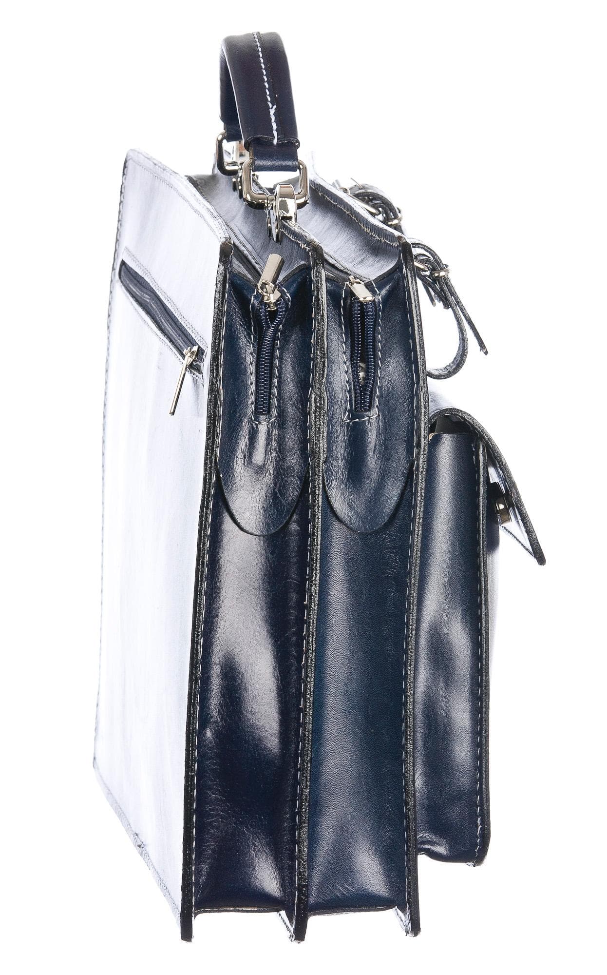 Borsa in vera pelle CHIAROSCURO mod. ALEX maxi colore BLU Made in Italy.