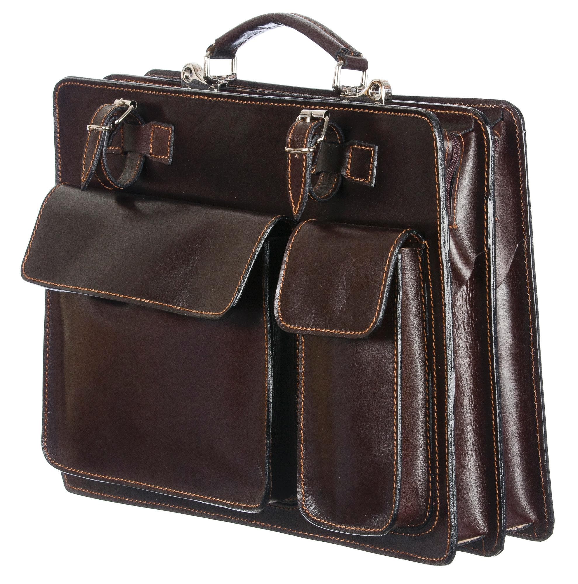 Borsa in vera pelle, mod. ALEX maxi, colore TESTA DI MORO, con tracolla, CHIAROSCURO, Made in Italy adatta a computer Pc portatile 13/14 pollici, brochure grandi, cartelle e fogli formato A4
