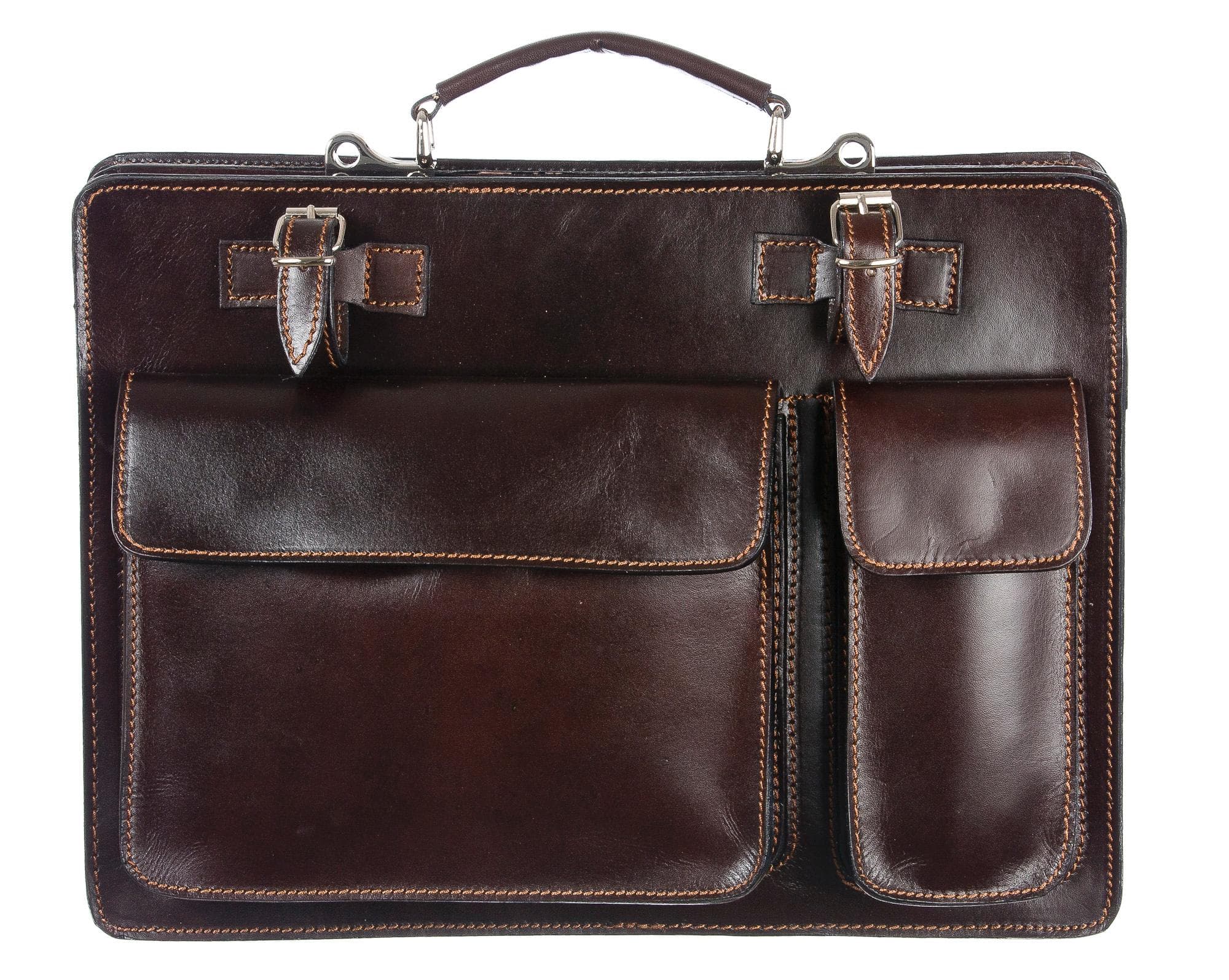 Borsa in vera pelle CHIAROSCURO mod. ALEX maxi colore TESTA DI MORO Made in Italy.