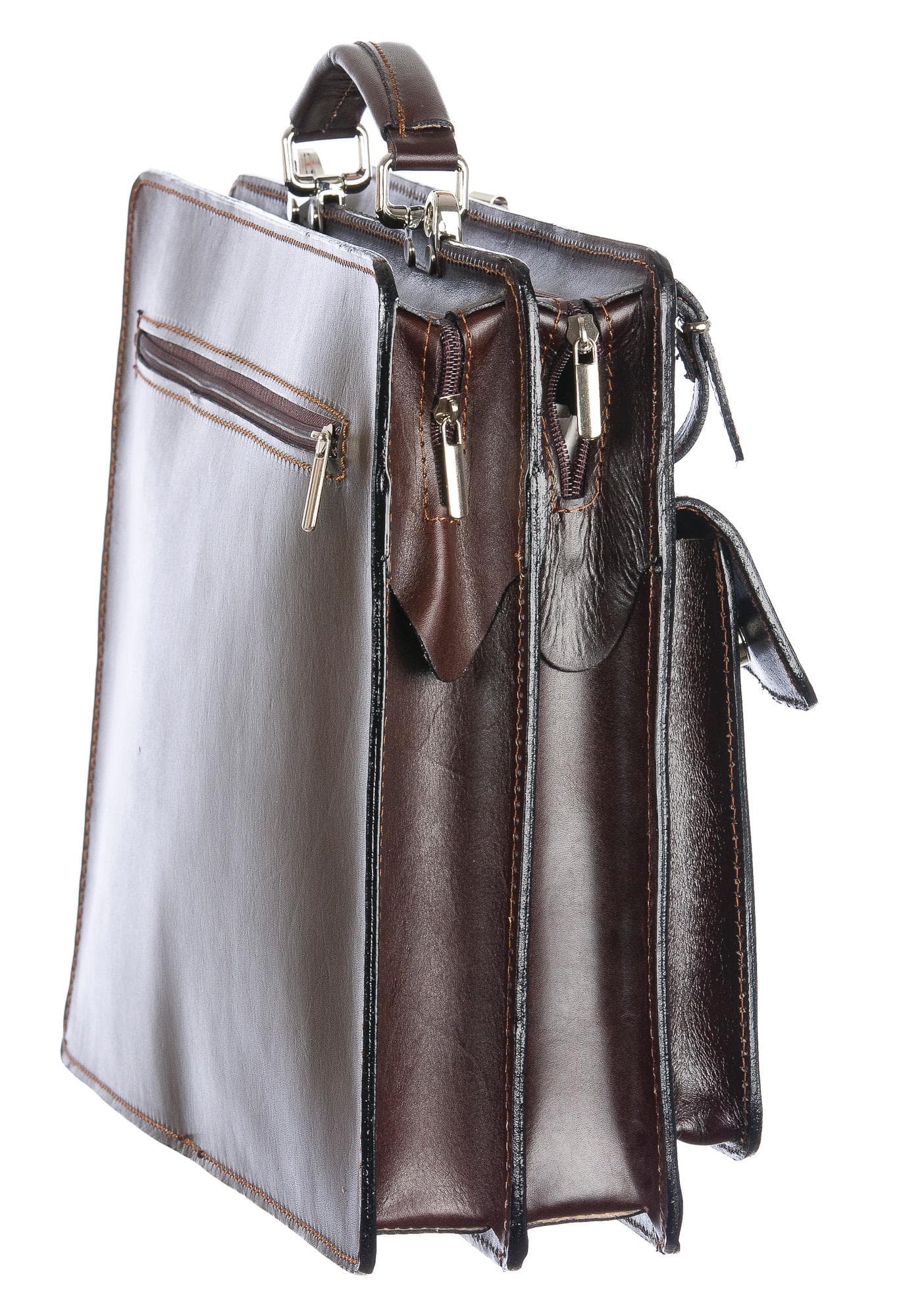 Borsa in vera pelle CHIAROSCURO mod. ALEX maxi colore TESTA DI MORO Made in Italy.