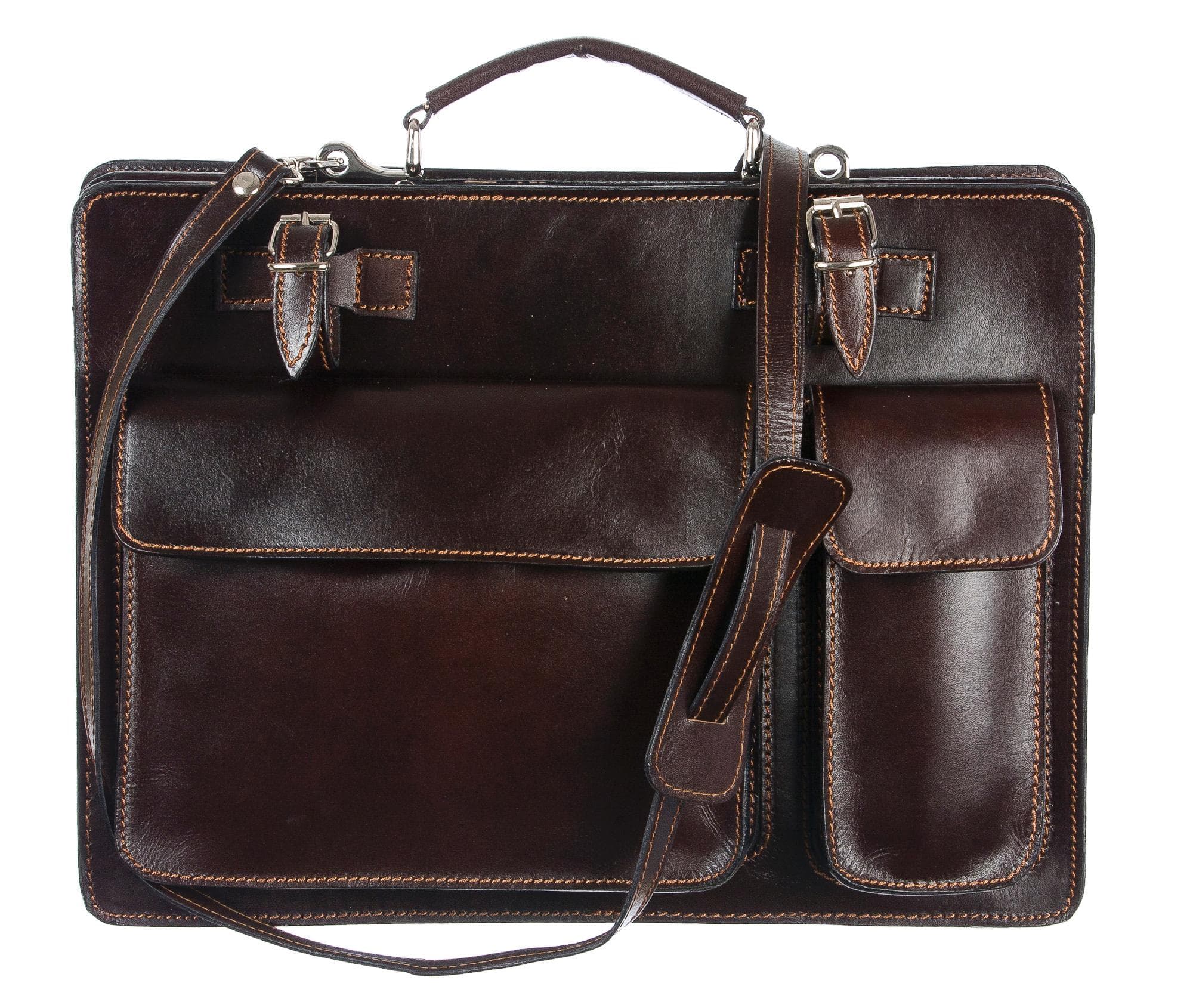 Borsa in vera pelle CHIAROSCURO mod. ALEX maxi colore TESTA DI MORO Made in Italy.
