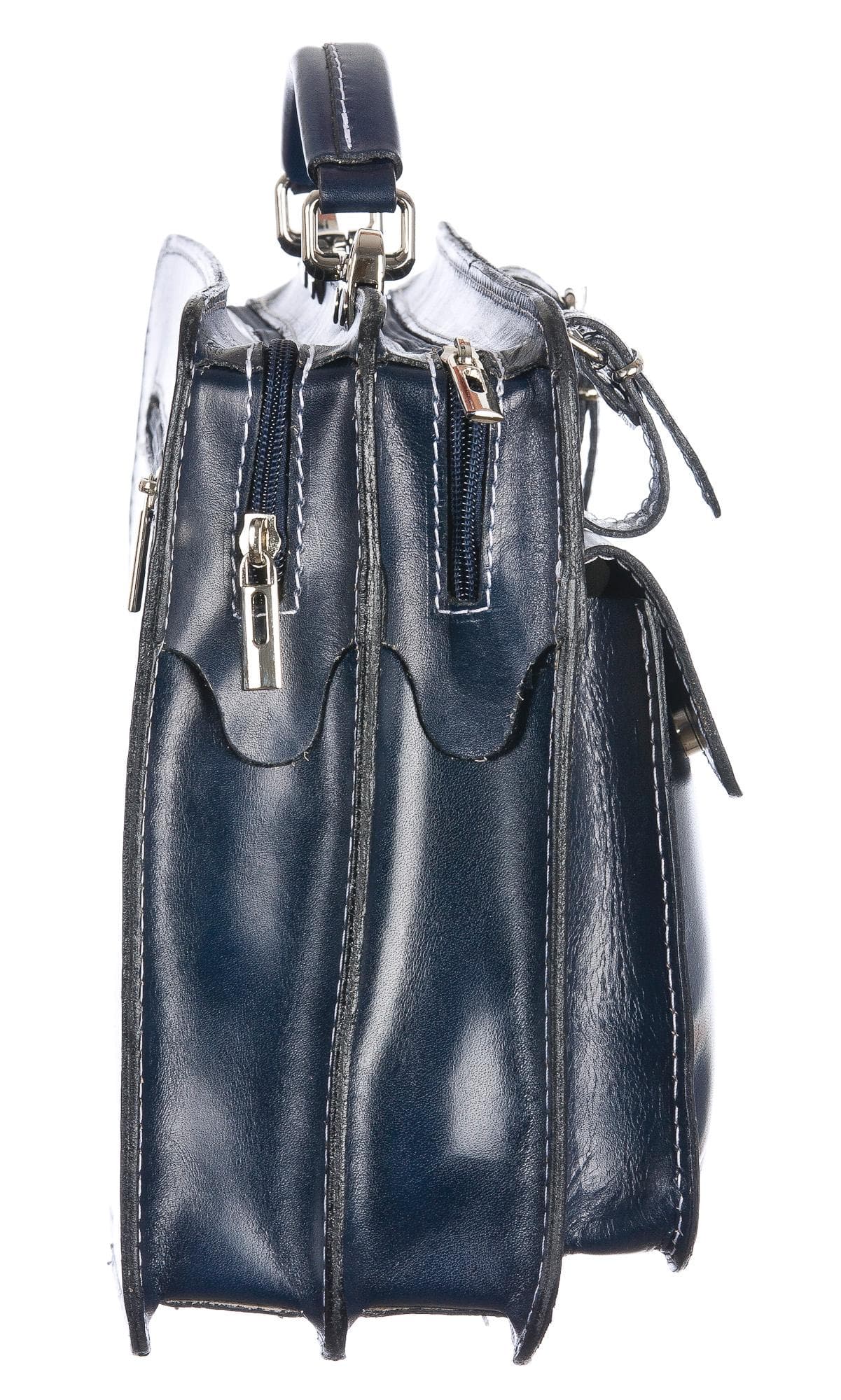 Borsa in vera pelle CHIAROSCURO mod. ALEX medium colore BLU Made in Italy.