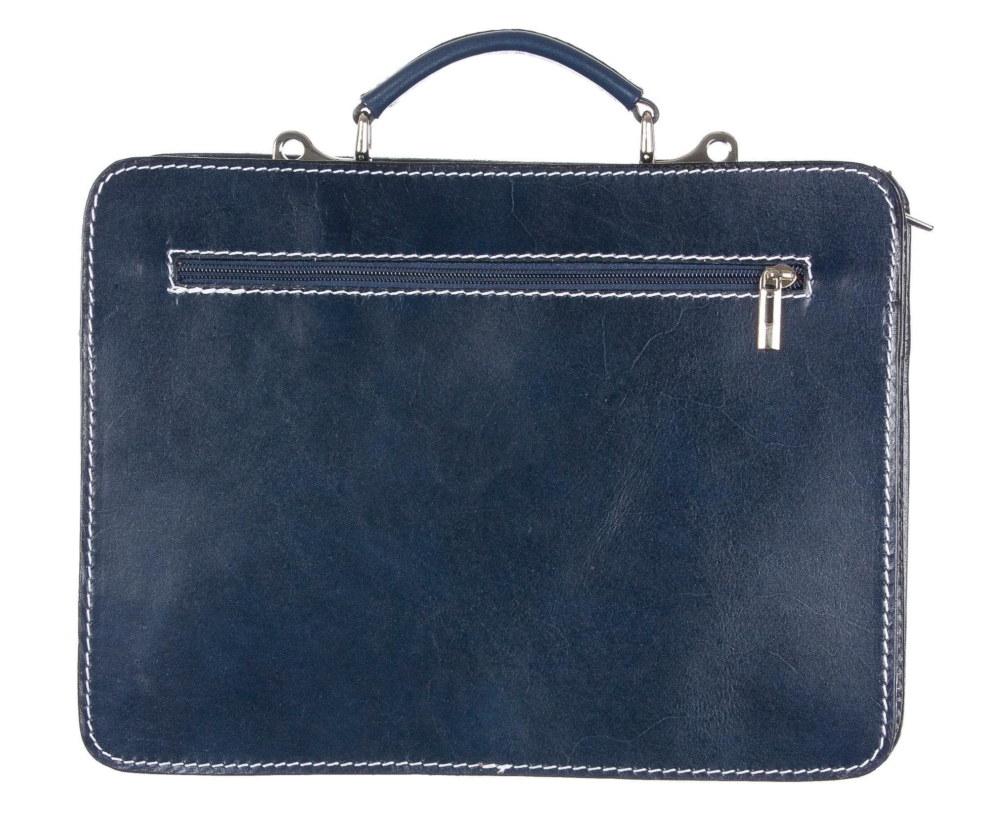 Borsa in vera pelle CHIAROSCURO mod. ALEX medium colore BLU Made in Italy.