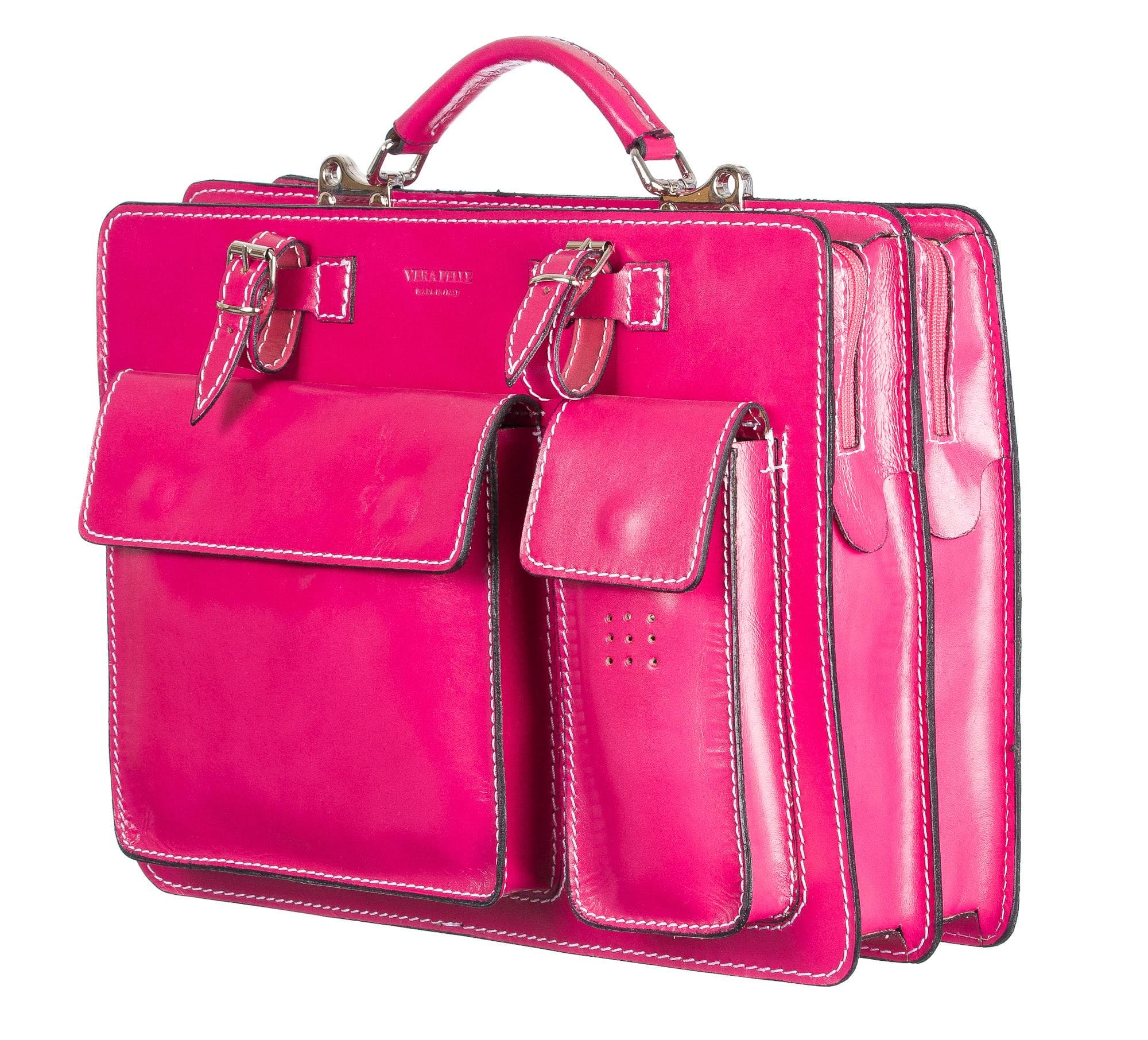 Borsa in vera pelle CHIAROSCURO mod. ALEX medium colore FUCSIA Made in Italy