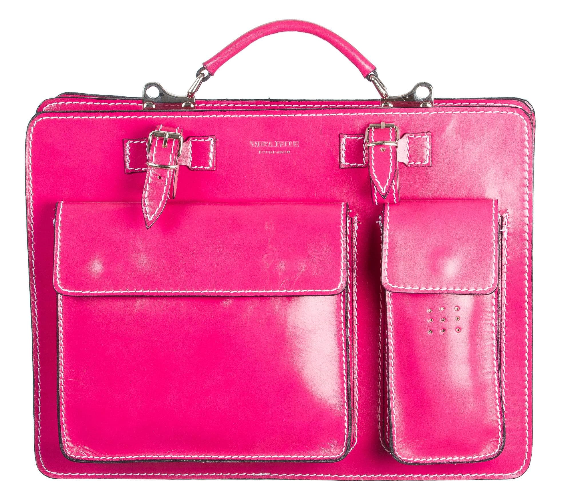 Borsa in vera pelle CHIAROSCURO mod. ALEX medium colore FUCSIA Made in Italy